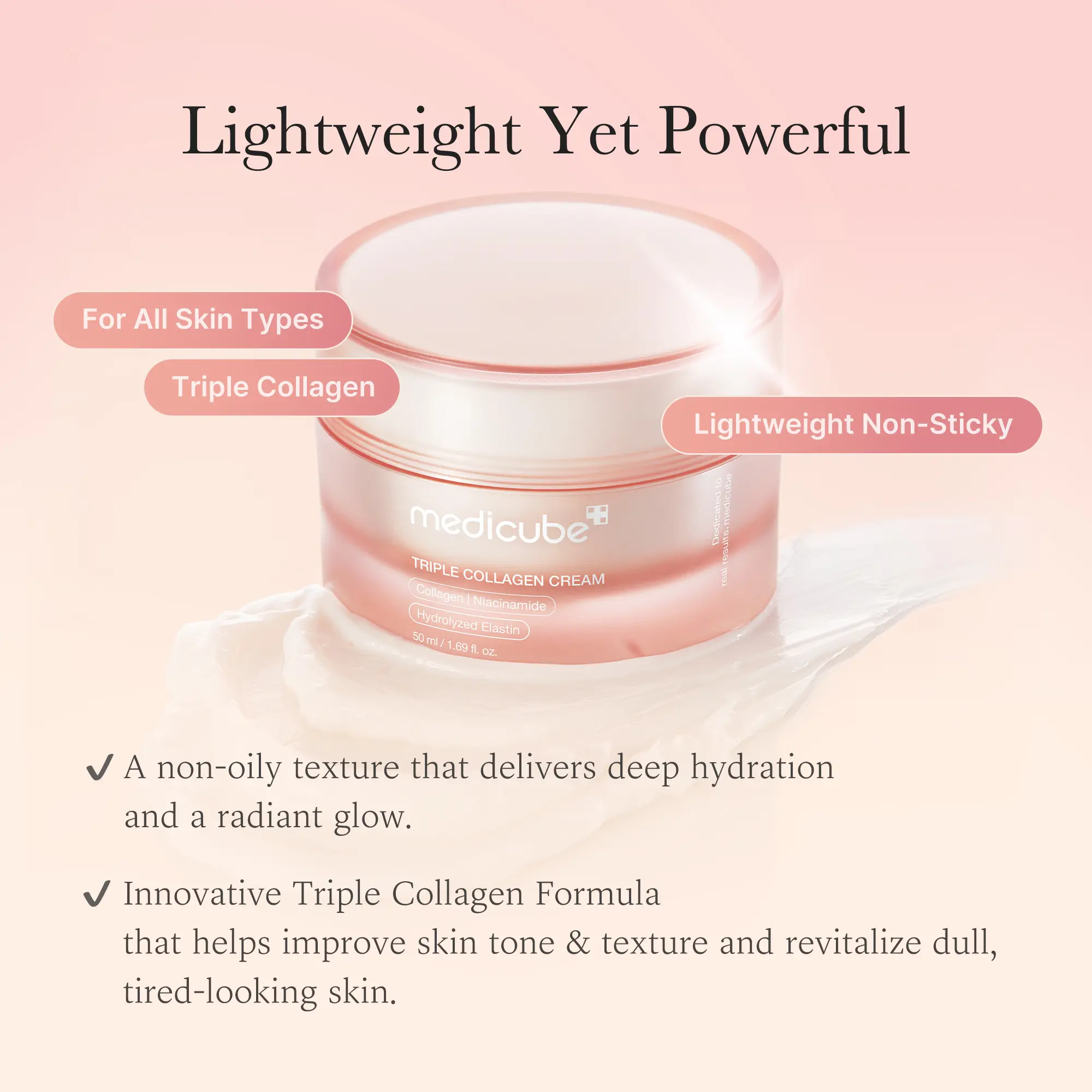 [medicube] Triple Collagen Cream (Collagen+Hyaluronic Acid+Niacinamide+Shea Butter) l Hydrating Moisturizer