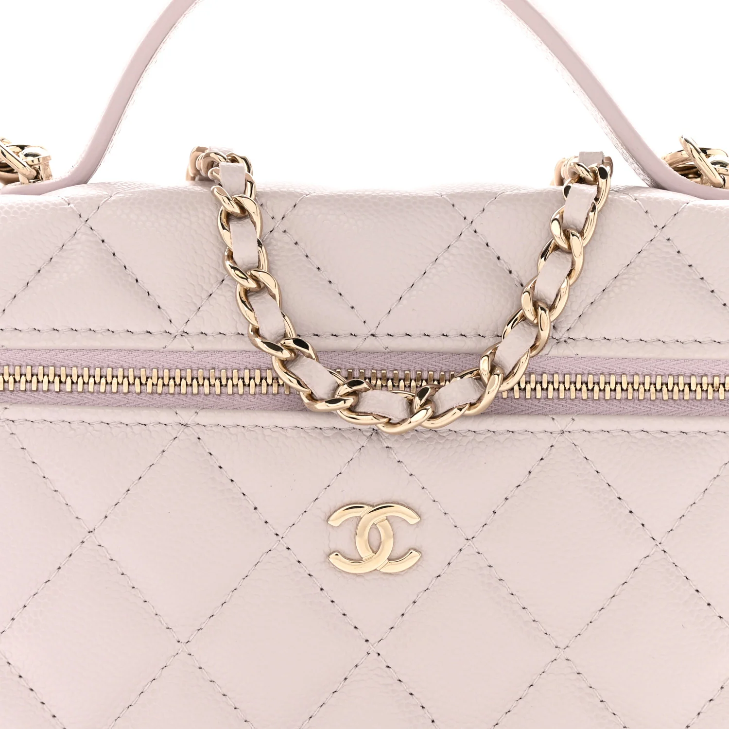 Caviar Quilted Top Handle Slim Vanity With Chain Light Purple - Top Club
