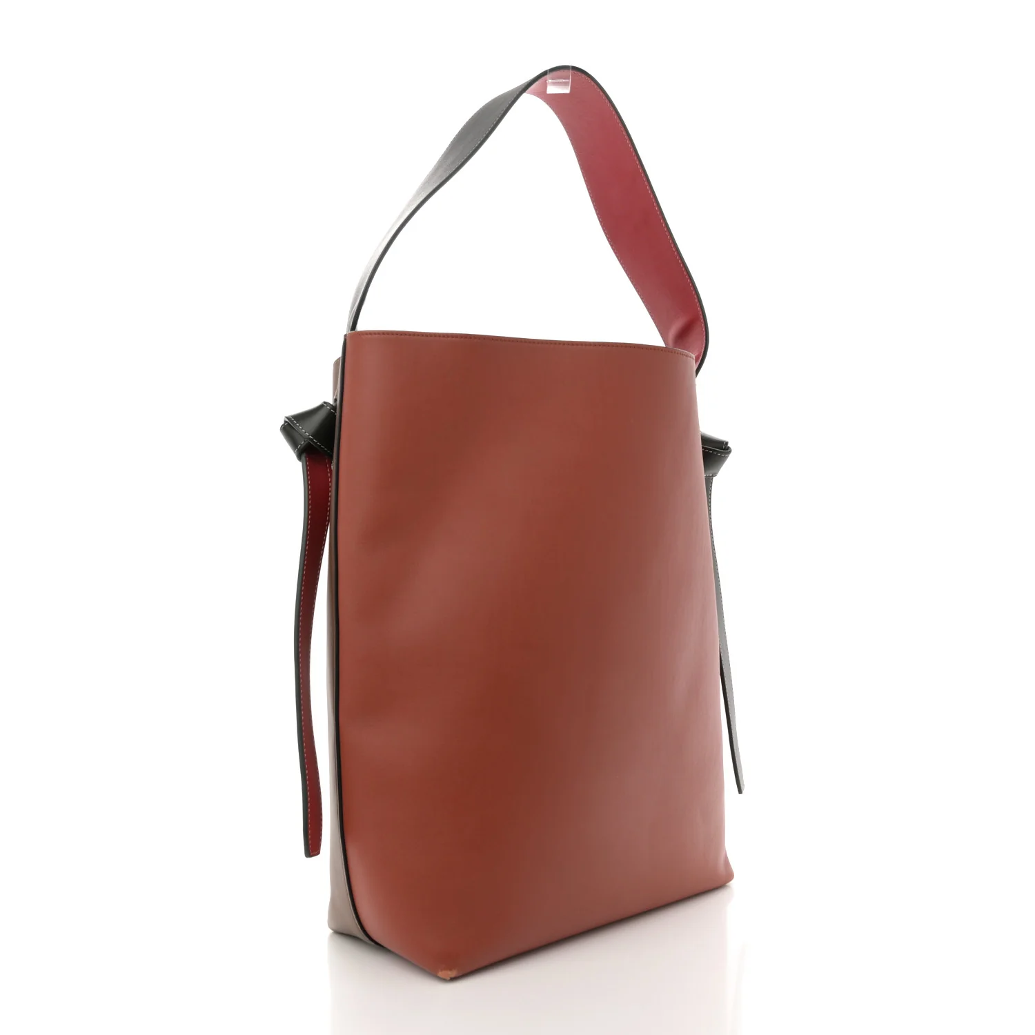Shiny Smooth Calfskin Small Twisted Cabas Camel Brick - Top Club