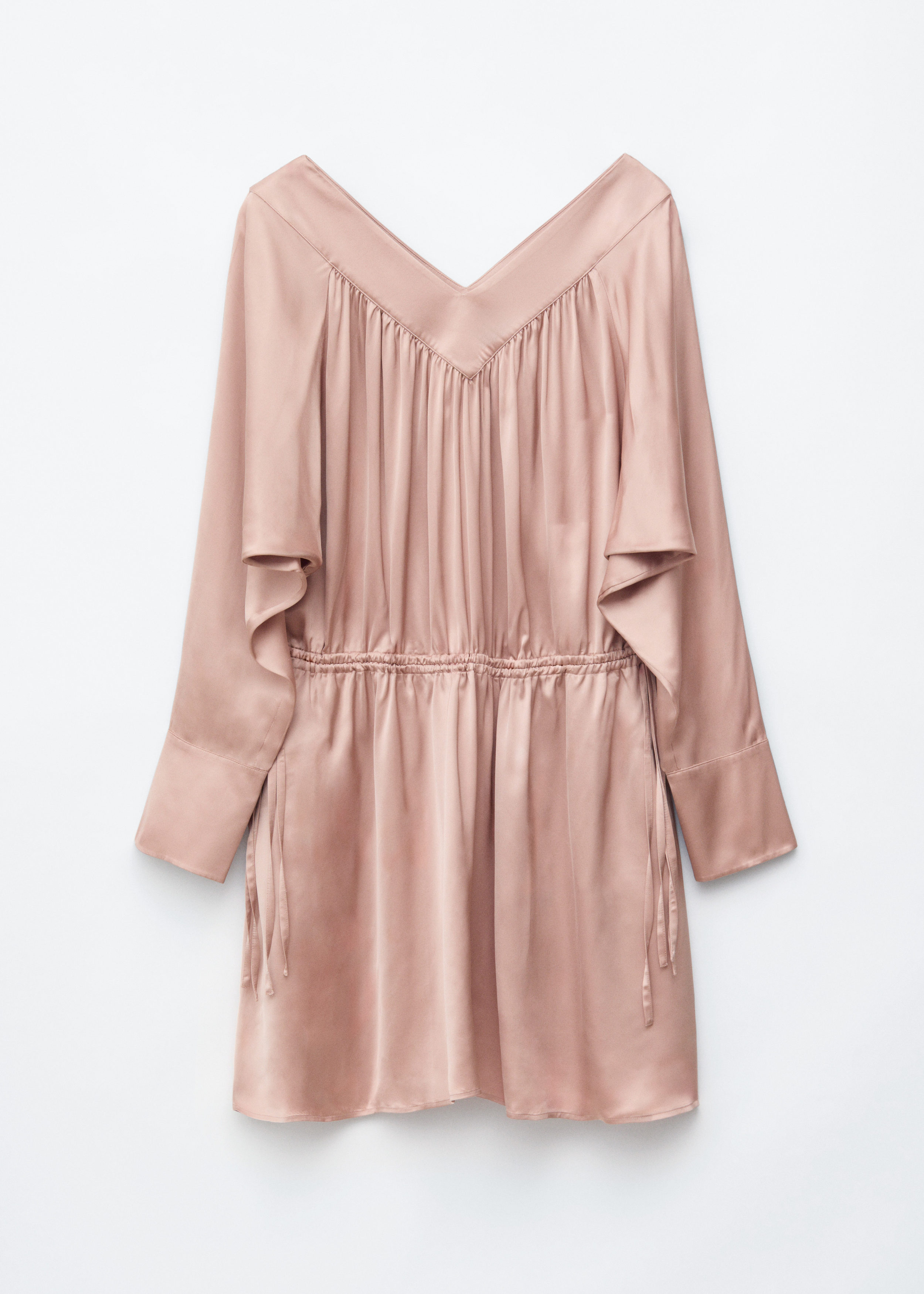 & Other Stories DRAWSTRING V-NECK MINI DRESS