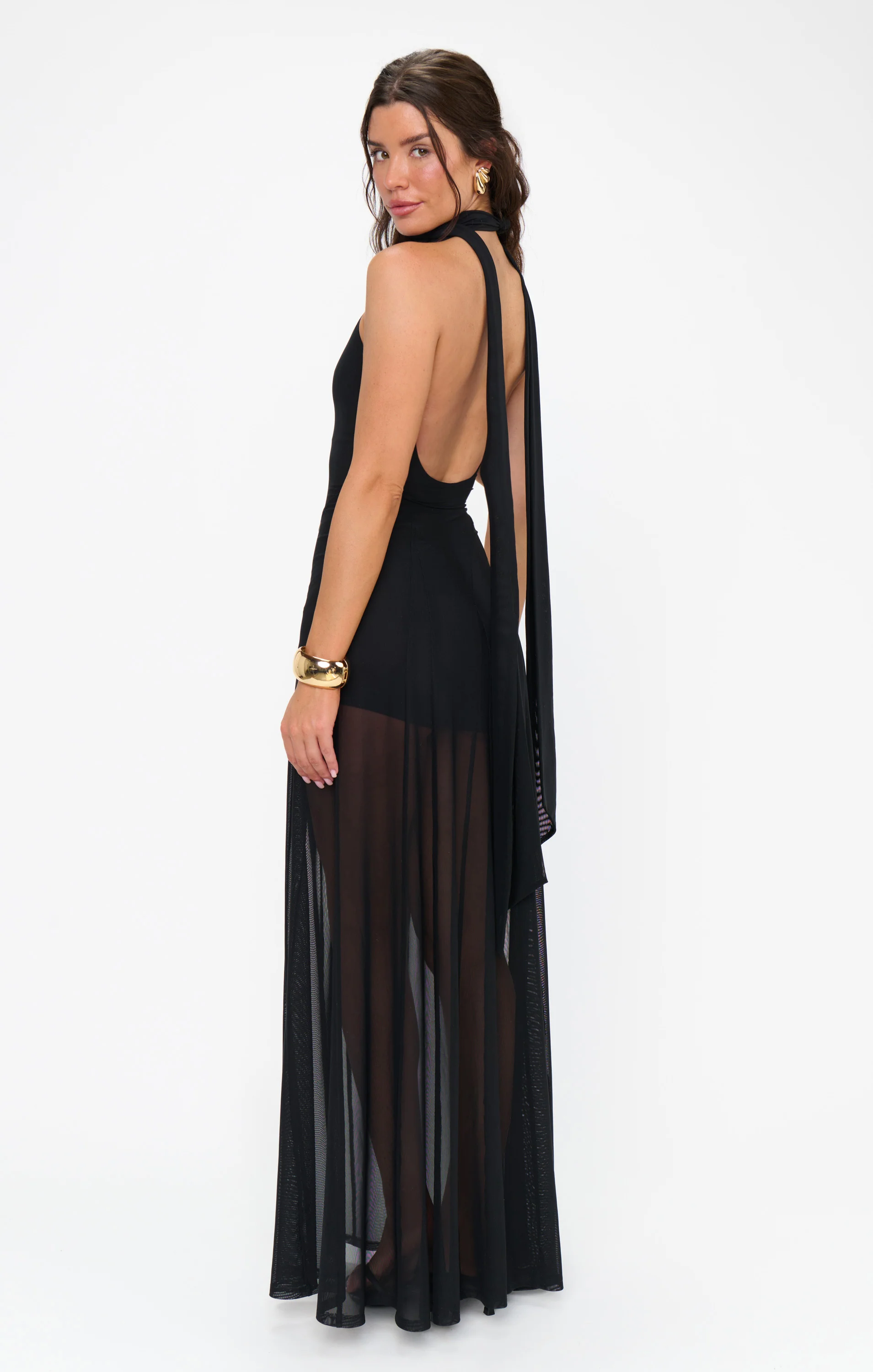 Katia Maxi Dress ~ Black Mesh