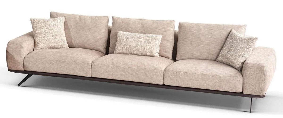 Luxury sofa beige / dark brown 320 x 100 x H. 70 cm - living room sofa - hotel sofa - living room furniture - hotel furniture - luxury furniture - luxury furnishings - living room furnishings