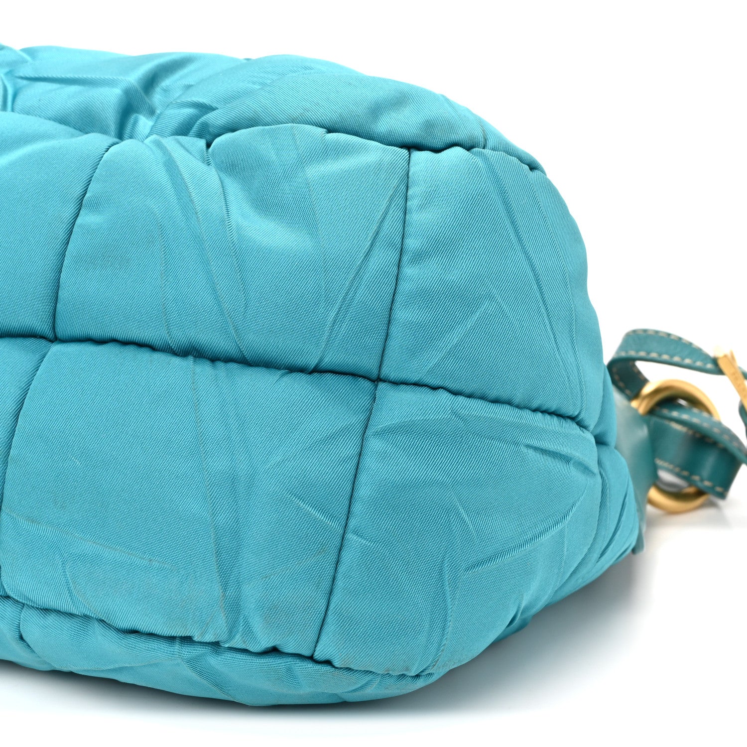 Tessuto Nylon Chevron Quilted Shoulder Bag Turchese - Top Club
