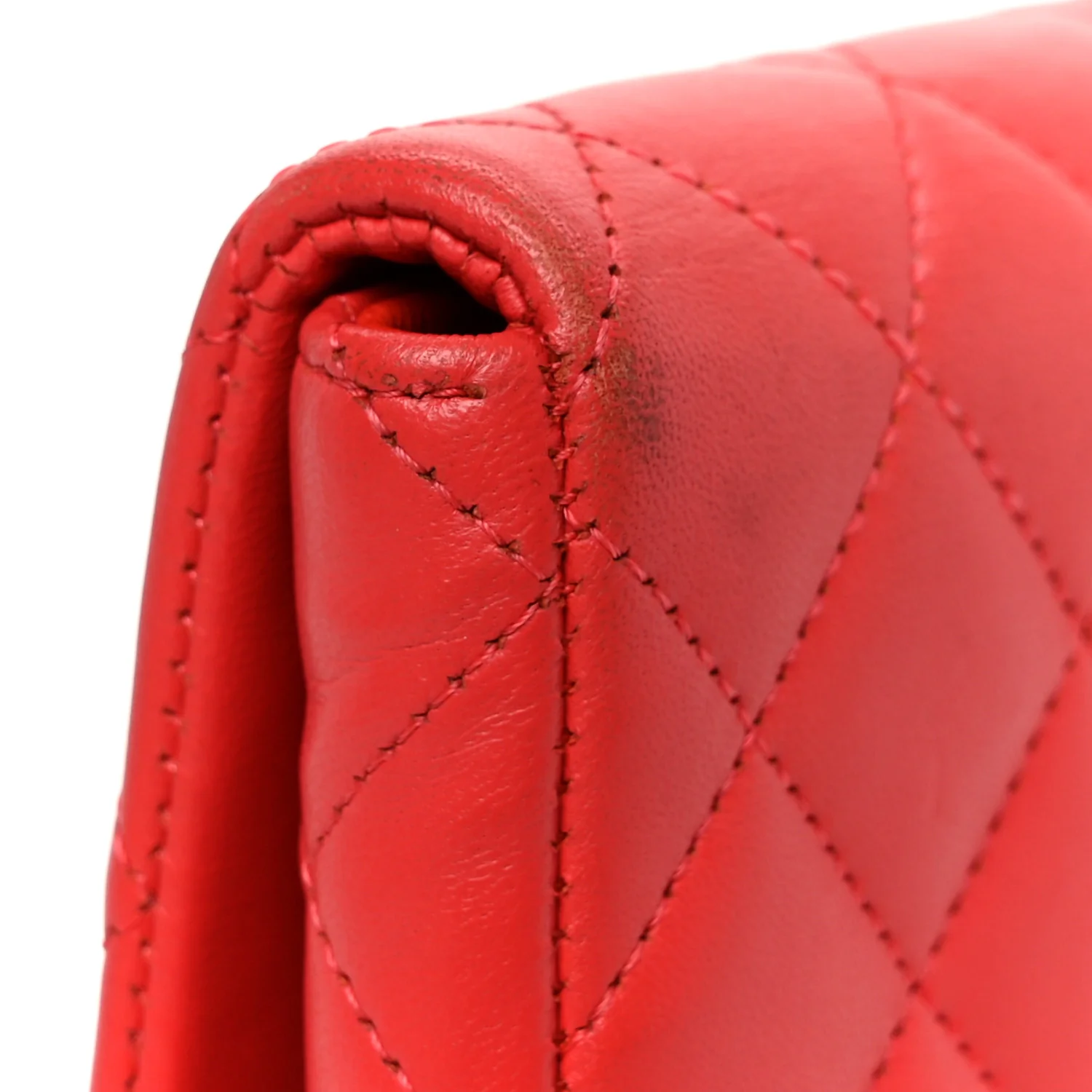 Lambskin Quilted Flap Clutch Red - Top Club