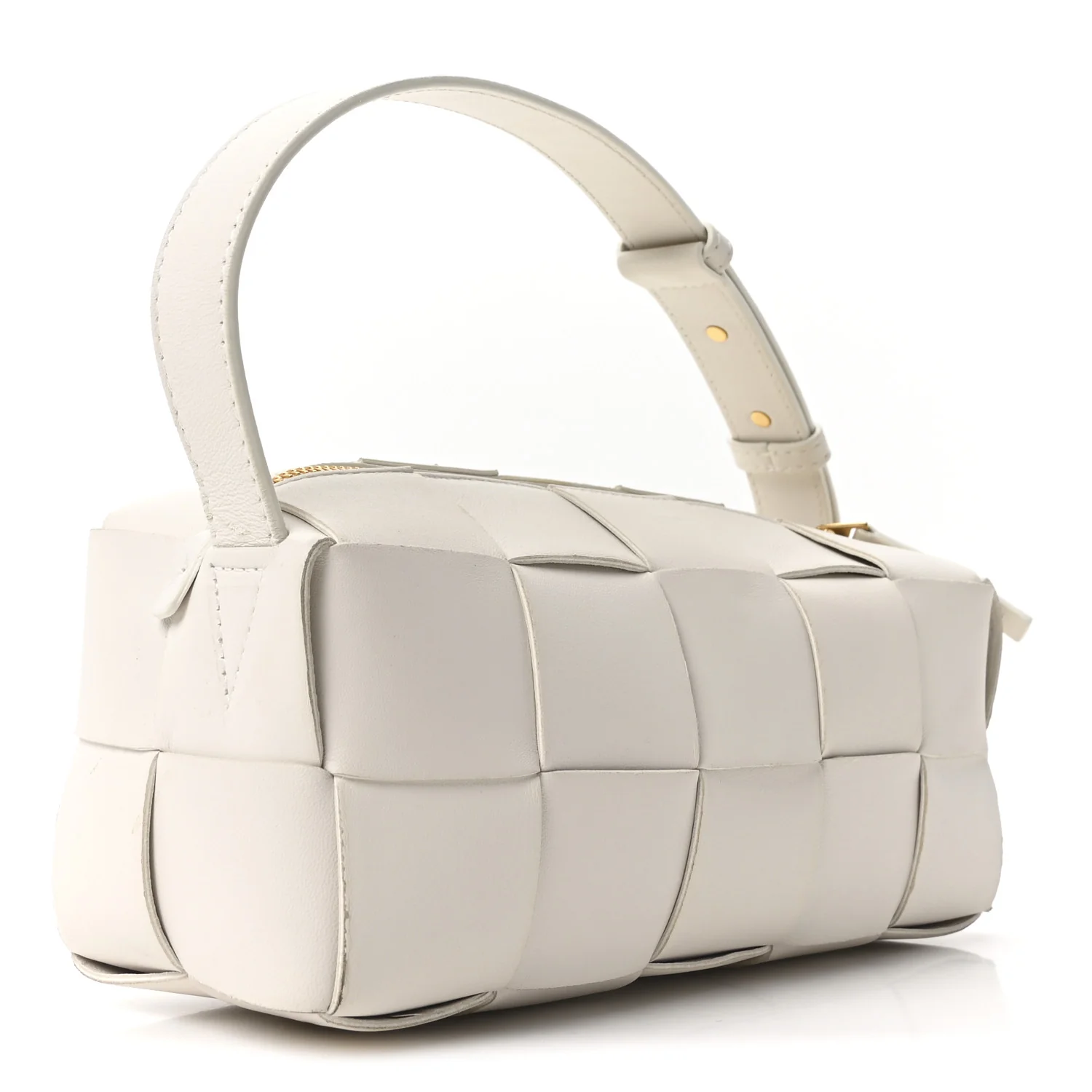 Lambskin Maxi Intrecciato Small Brick Cassette Bag White - Top Club