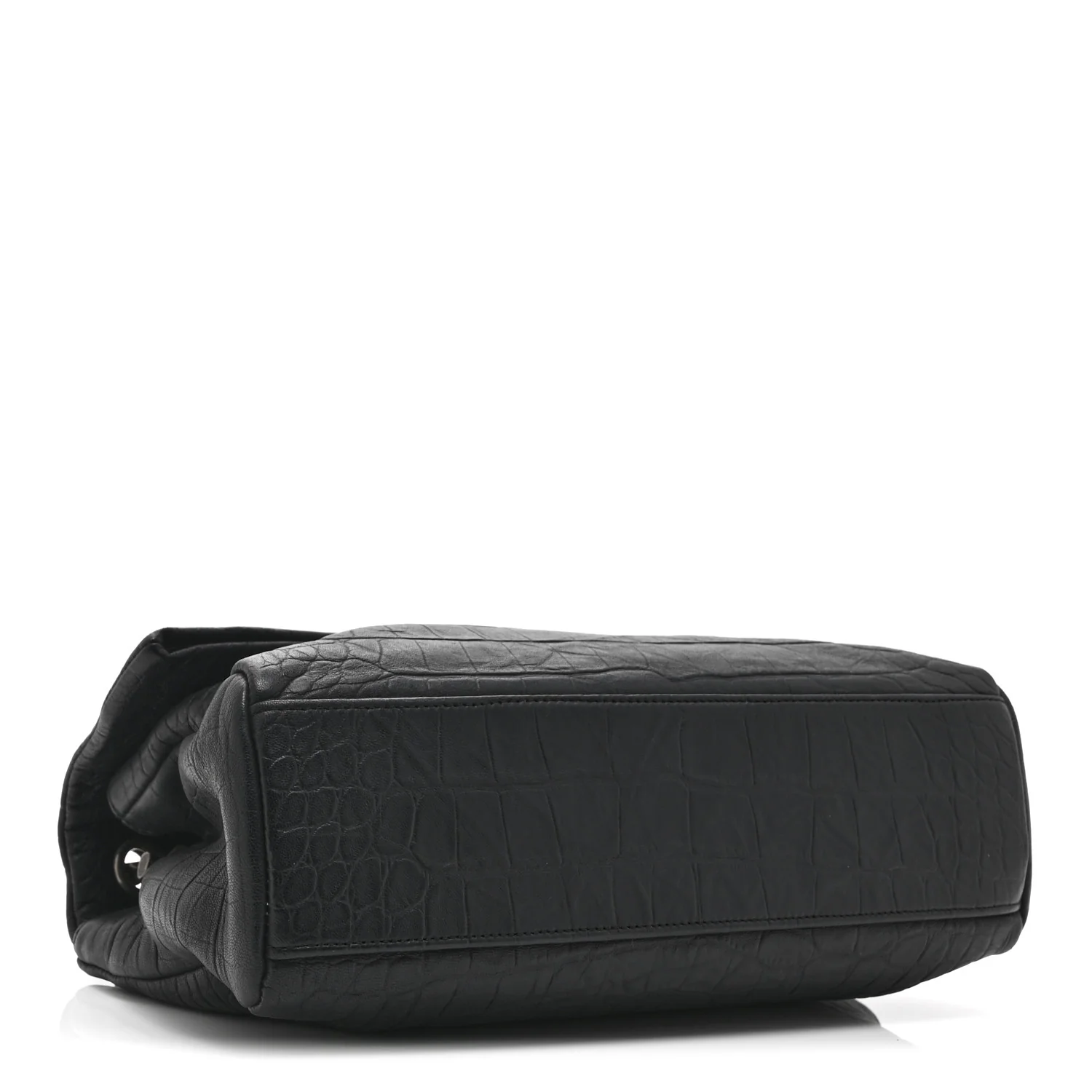 Calfskin Crocodile Embossed Medium West Hollywood Monogram Fold-Over Black - Top Club