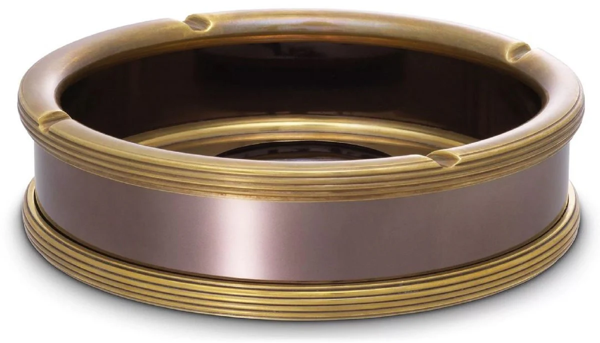 Luxury ashtray vintage brass / bronze Ø 18 x H. 5 cm - Round brass ashtray - Decorative accessories - Luxury quality
