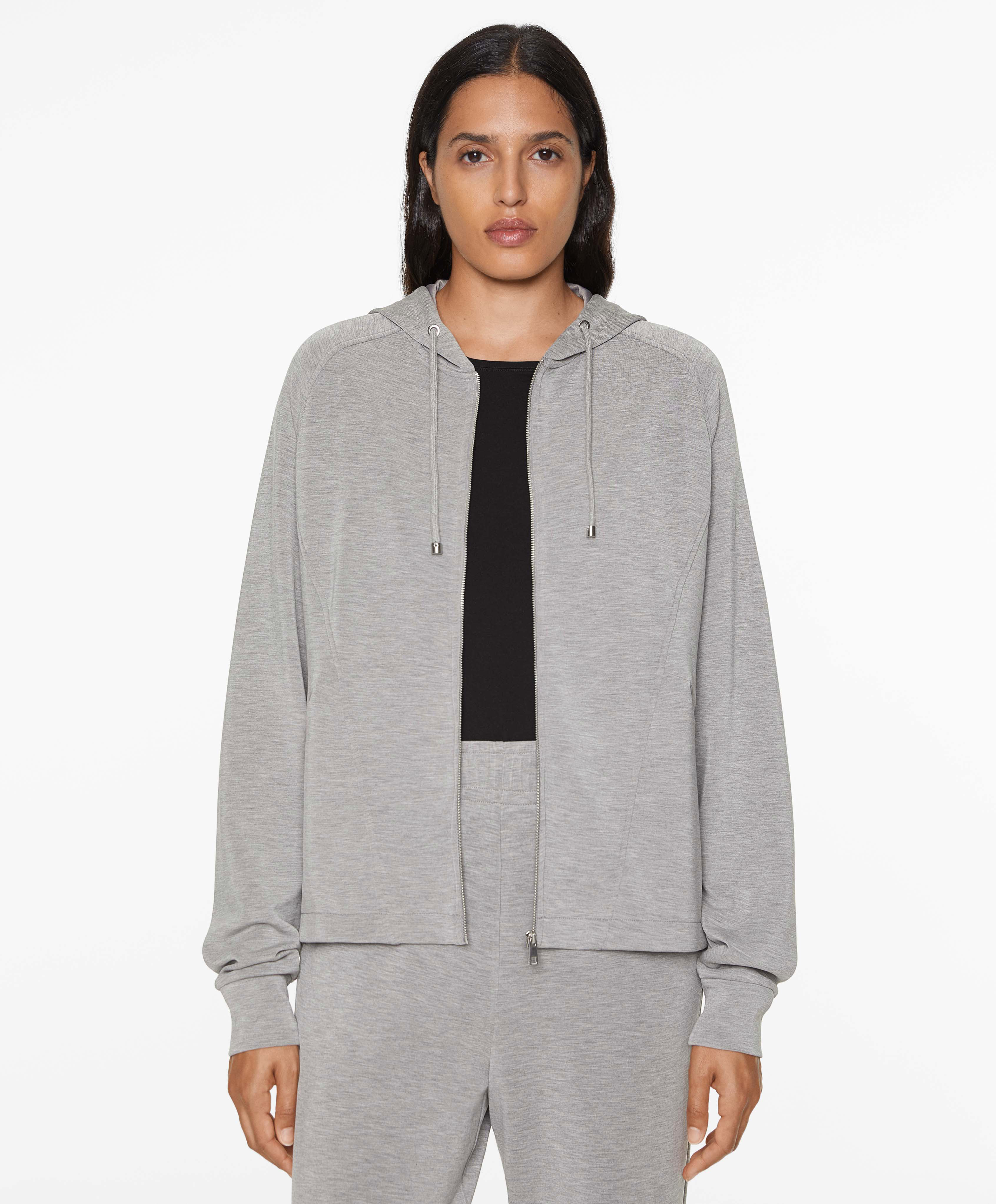 OYSHO Knit hooded jacket with modal