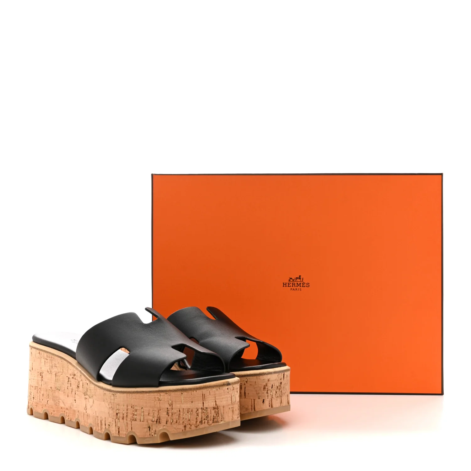 Calfskin Cork Eze 30 Sandals 37 Black - Top Club