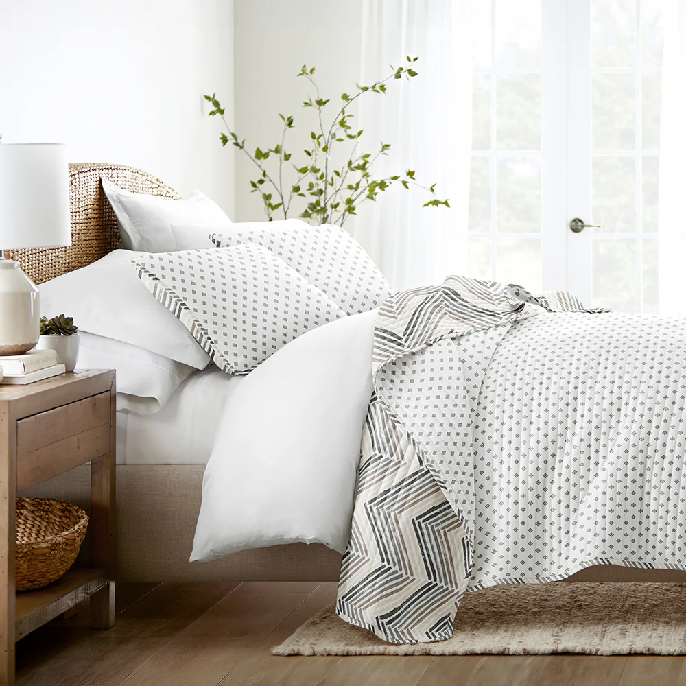 Diamond Chevron Reversible Quilted Coverlet Set - Sale