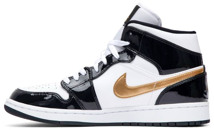 Air Jordan 1 Mid Patent  Black Gold  852542-007 - Sneaker Replica Workshop