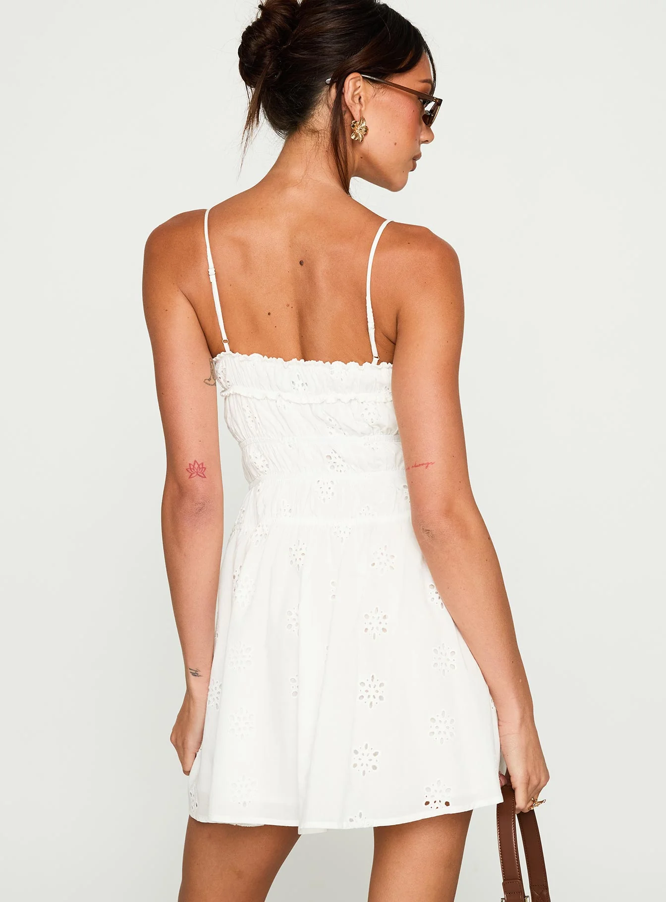 Wish Me Luck Shirred Mini Dress White