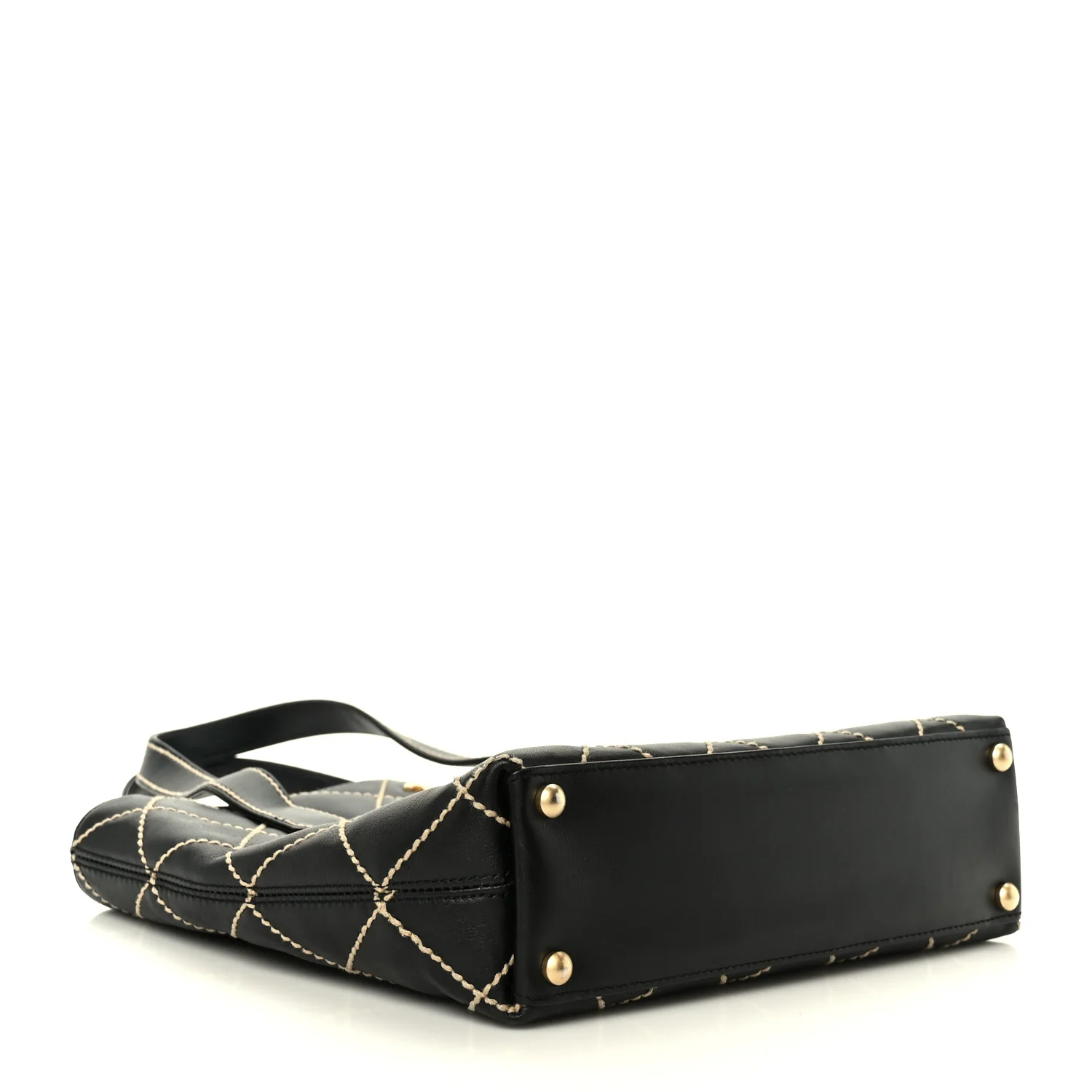 Calfskin Wild Stitch Tote Black - Top Club