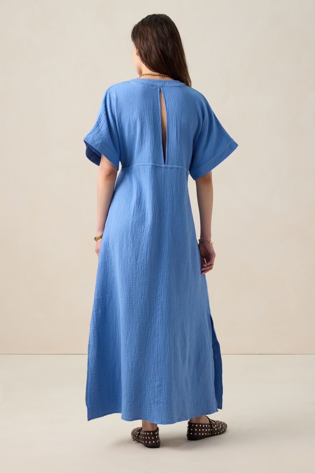 Blauwe kaftan maxi-jurk