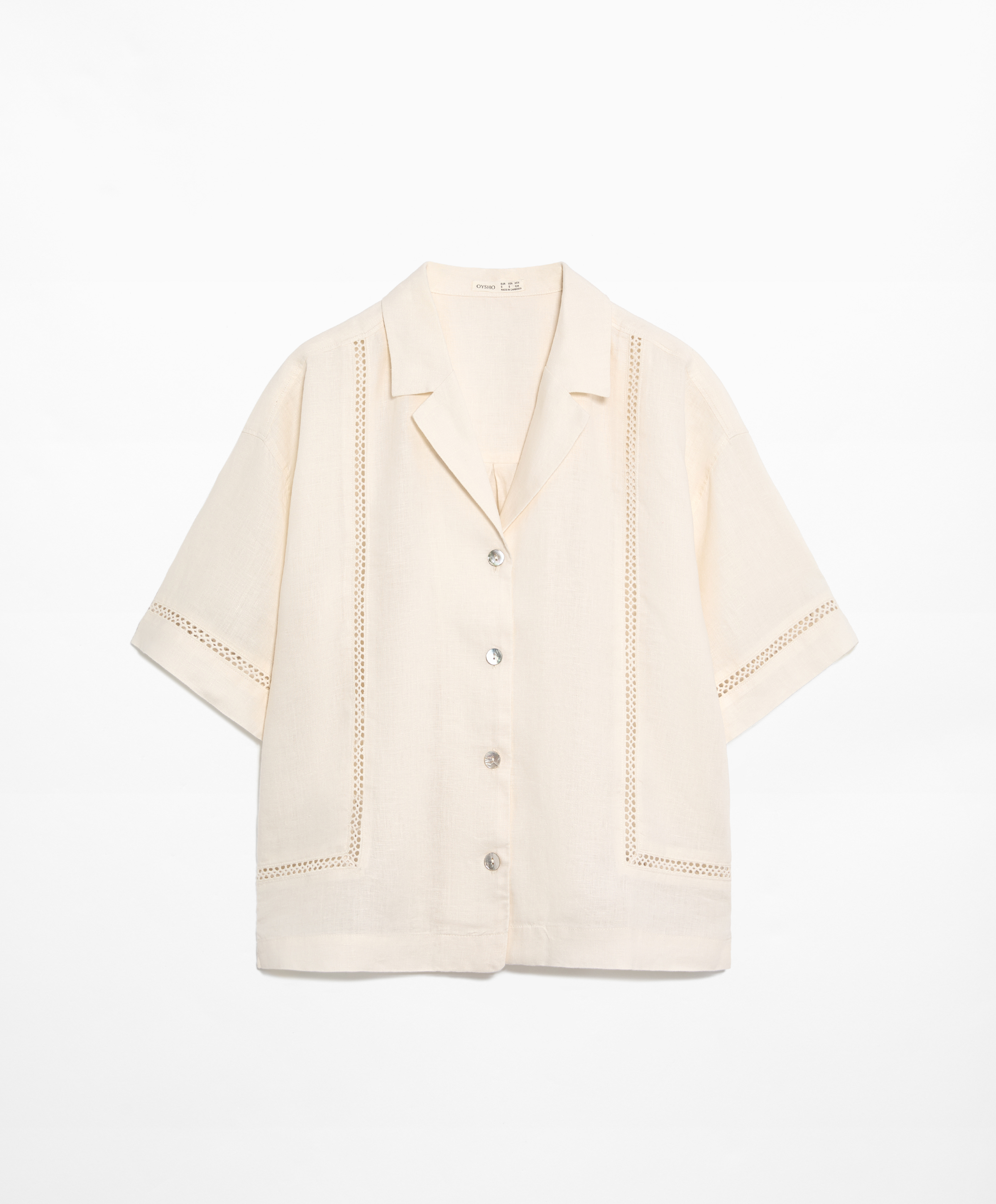 OYSHO 100% linen embroidered shirt