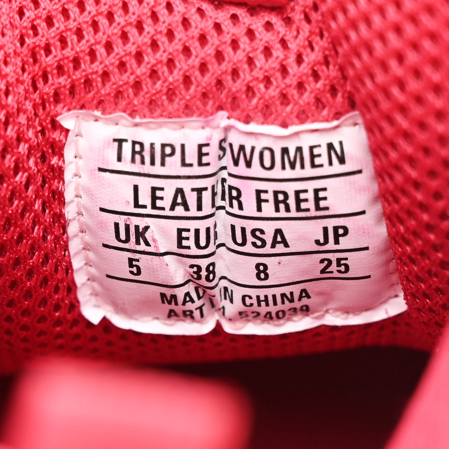 Fabric Mesh Faded Washed Womens Triple S Sneakers 38 Red - Top Club