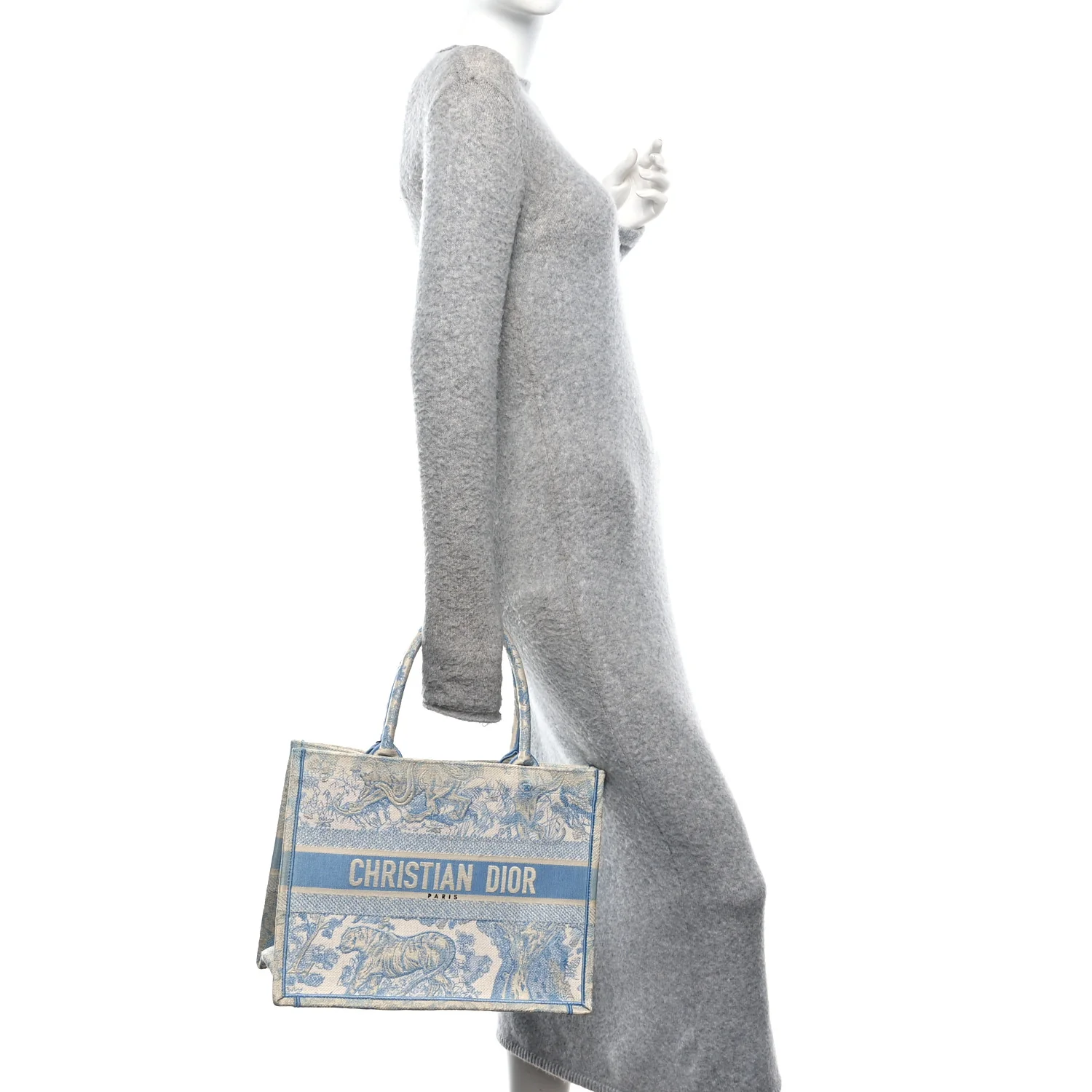 Canvas Embroidered Medium Dioriviera Toile De Jouy Book Tote Light Blue