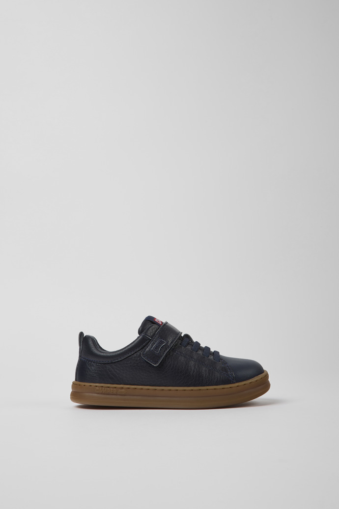 Runner Navy Blue Leather and Fabric Sneakers for Boys
