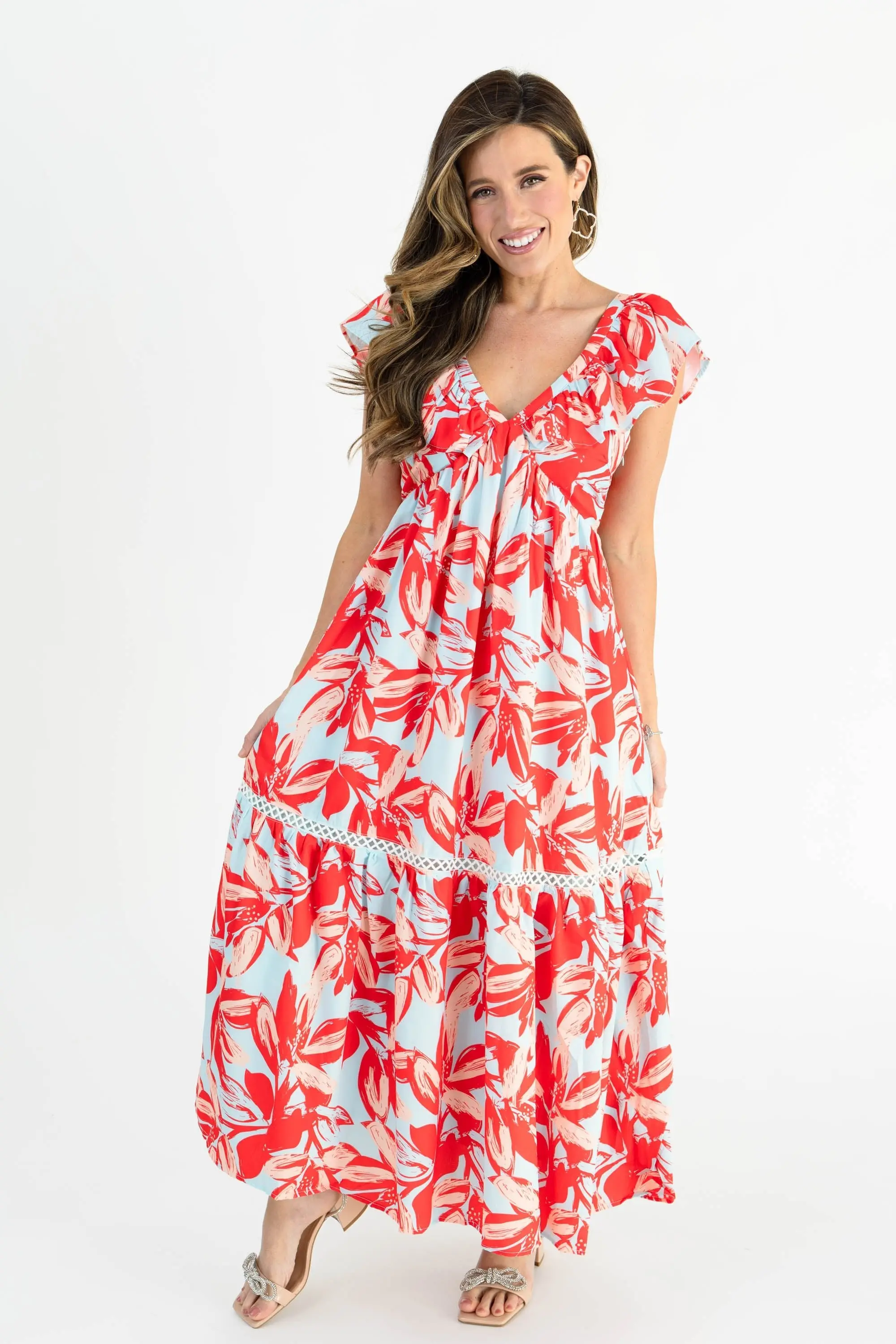 Sky Floral Maxi Dress - ALJEGJ