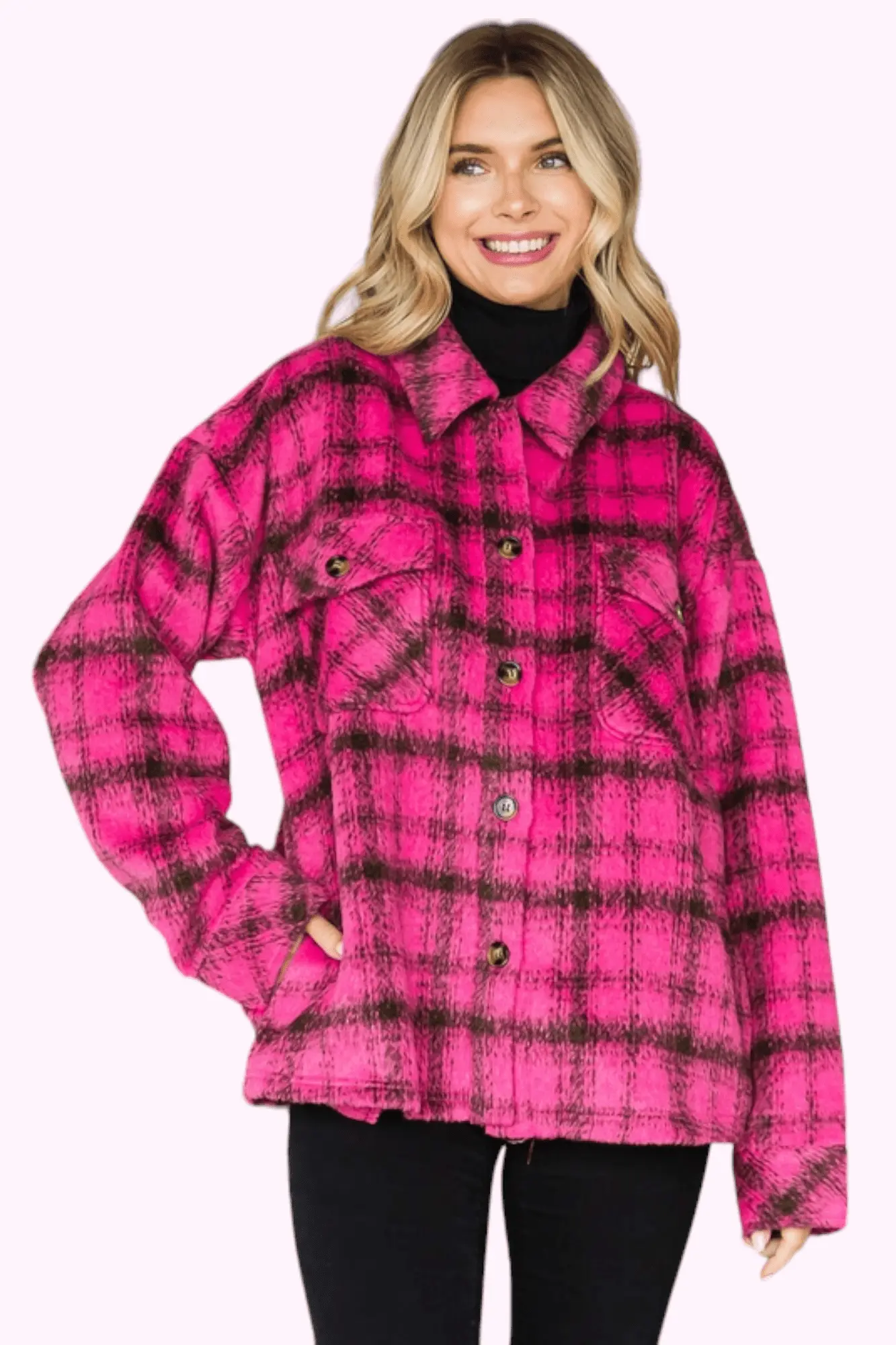 Berry Blessed Plaid Shacket - ALJEGJ