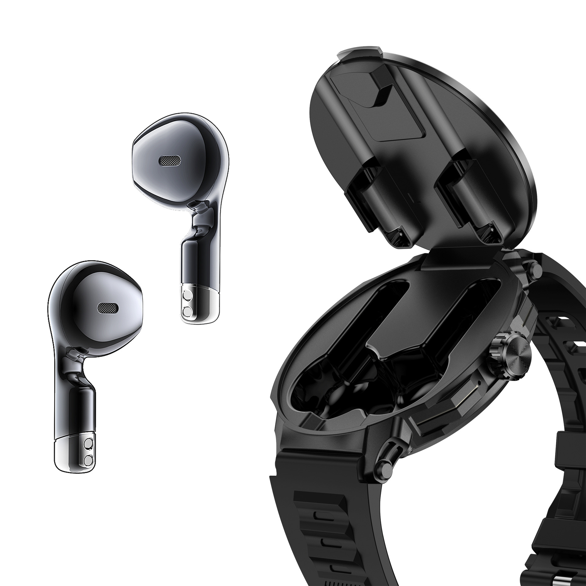 New D11 Bluetooth Headset Smartwatch 2-in-1 TWS Earphones Heart Rate Blood Oxygen Sports FaceLink