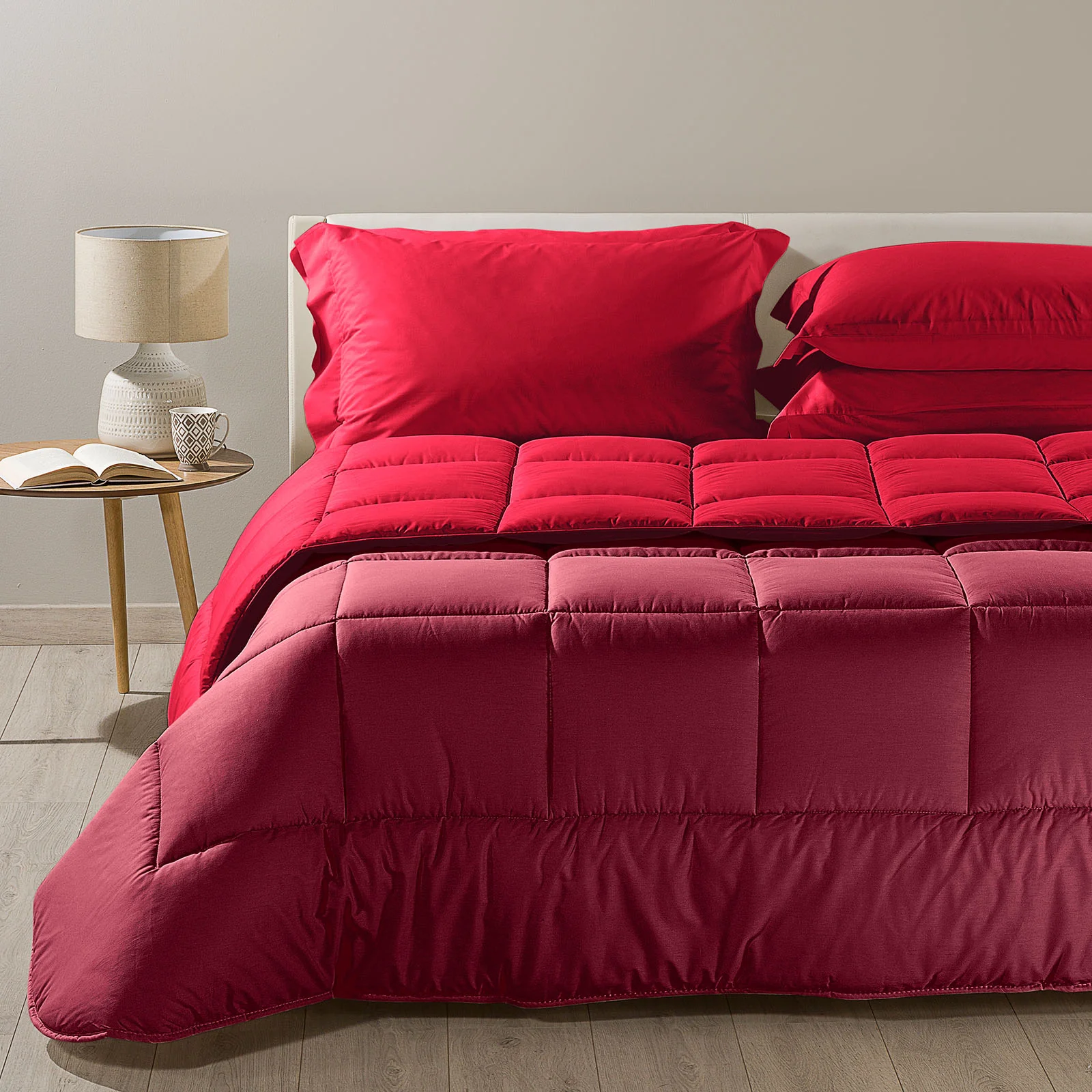 Single Bicolor Cotton Quilt Bordeaux Caleffi