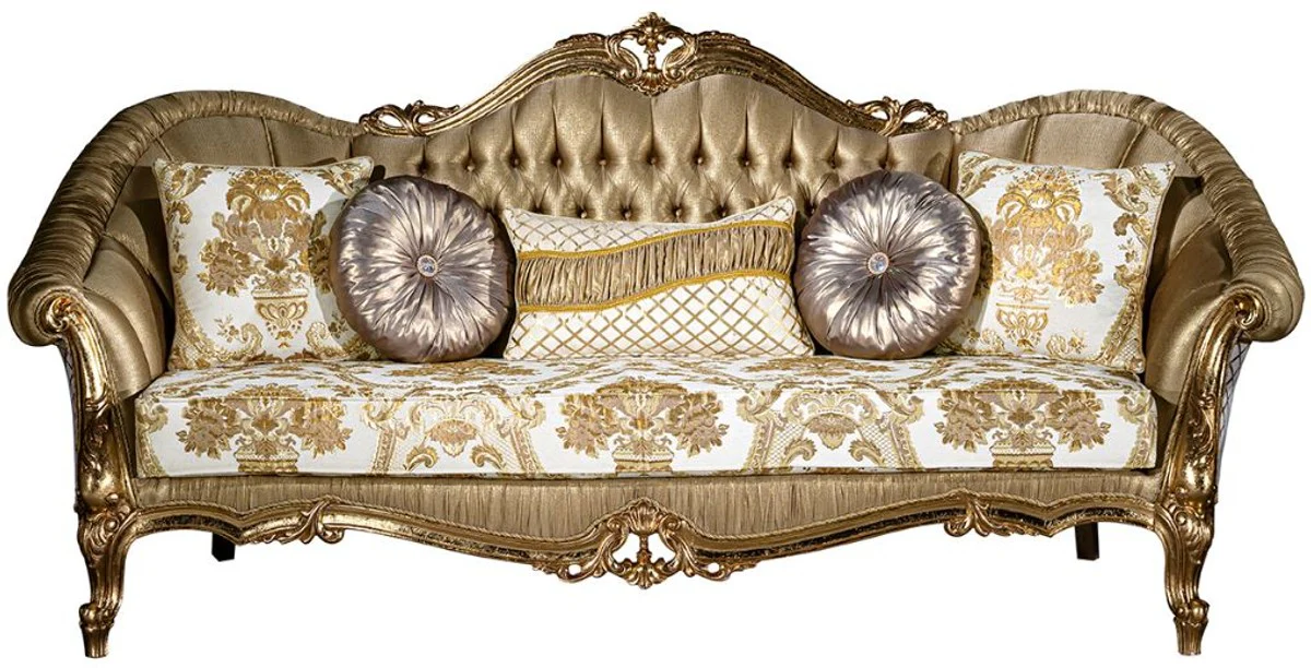 Luxury Baroque Living Room Set Gold / White - 2 Sofas & 2 Armchairs & 1 Coffee Table - Living Room Furniture in Baroque Style - Noble & Magnificent
