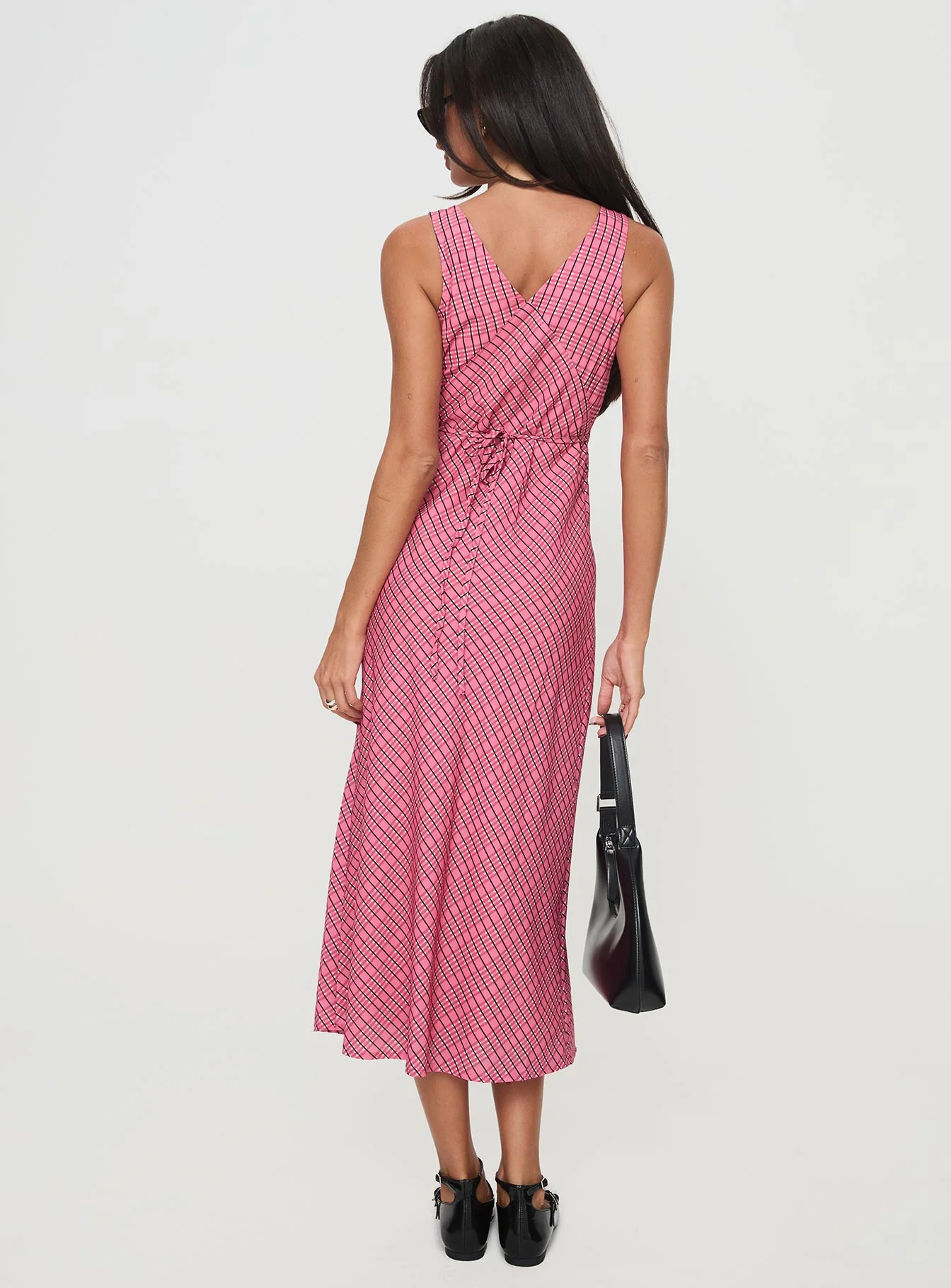 Nellie Midi Dress Pink Check