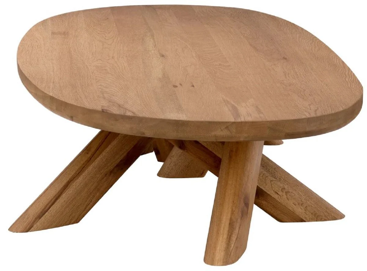 Luxury solid wood coffee table brown 170 x 85 x H. 35 cm - Oval oak wood living room table - Living room furniture - Luxury furniture - Luxury quality