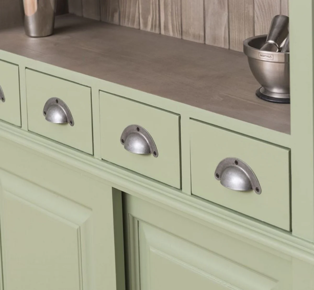 Country house style wine cabinet light green / gray 103 x 36 x H. 210 cm - Bar cabinet in country house style - Country house style bar furniture