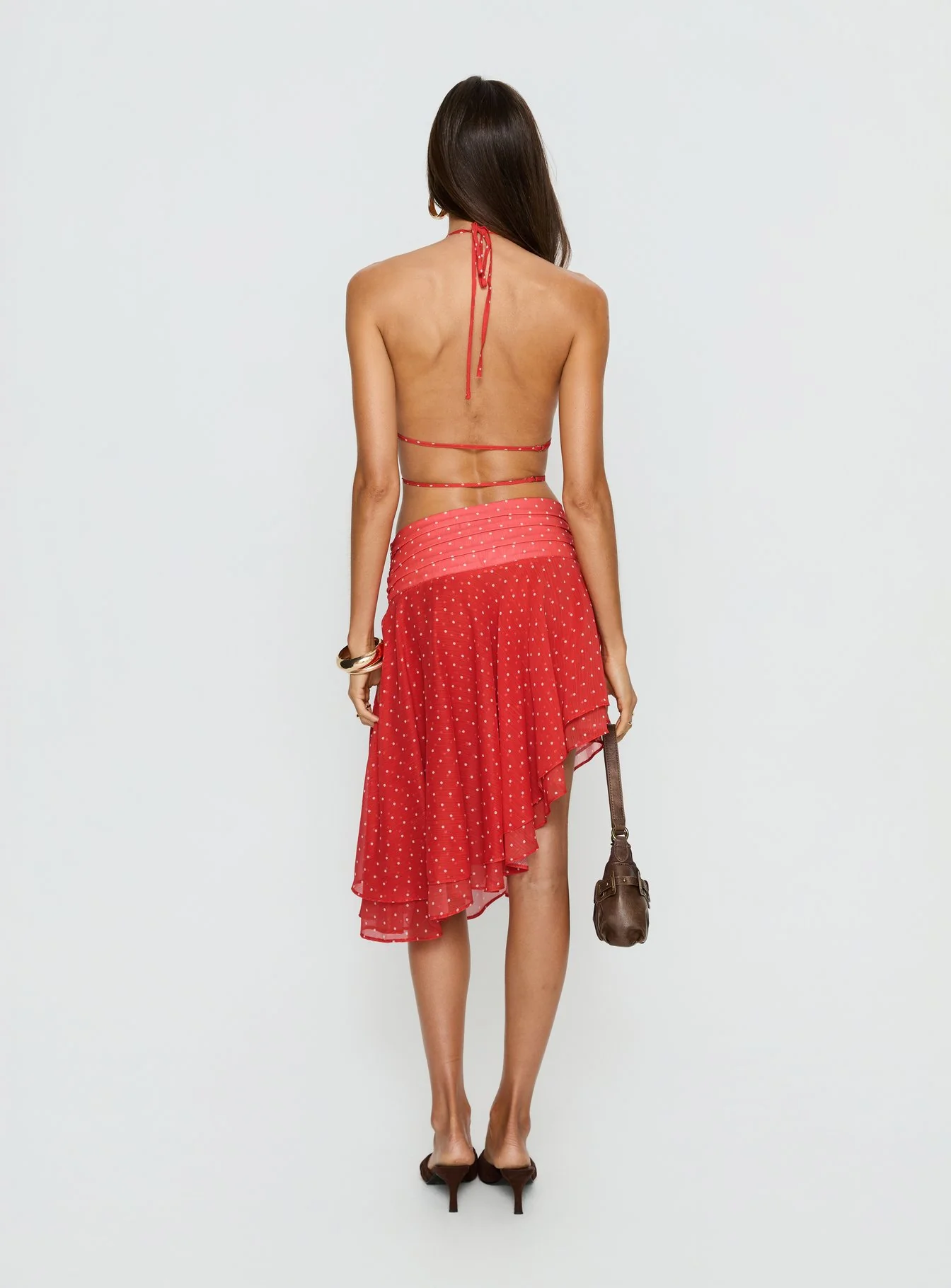 Legacy Midi Skirt Tomato Polka