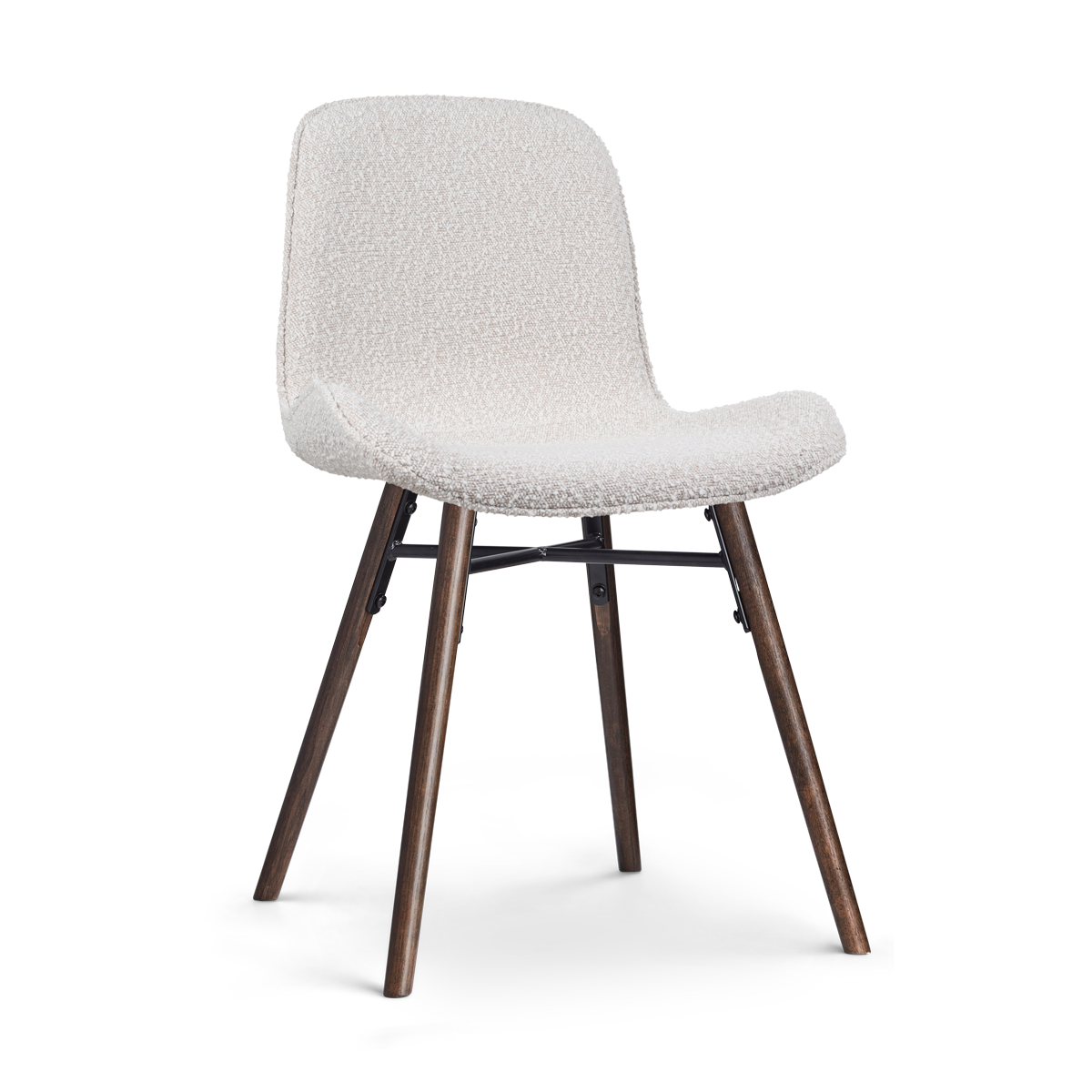 Eetkamerstoel Nena-Fé bouclé beige - walnoot onderstel