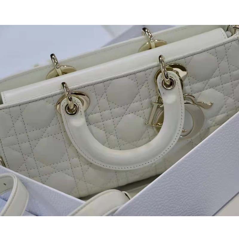 CD Women CD Lady D-Joy Bag Latte Cannage Lambskin - Top Club