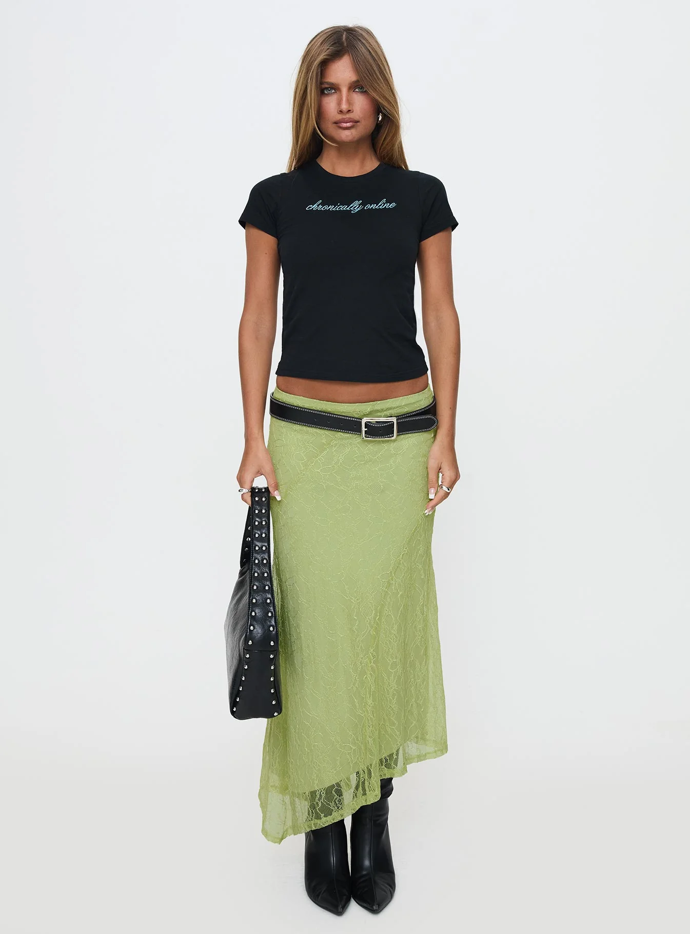 Chronically Online Graphic Top Black