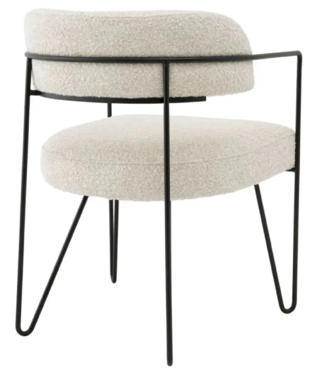 Luxury dining room chair with armrests white / black H. 75 cm