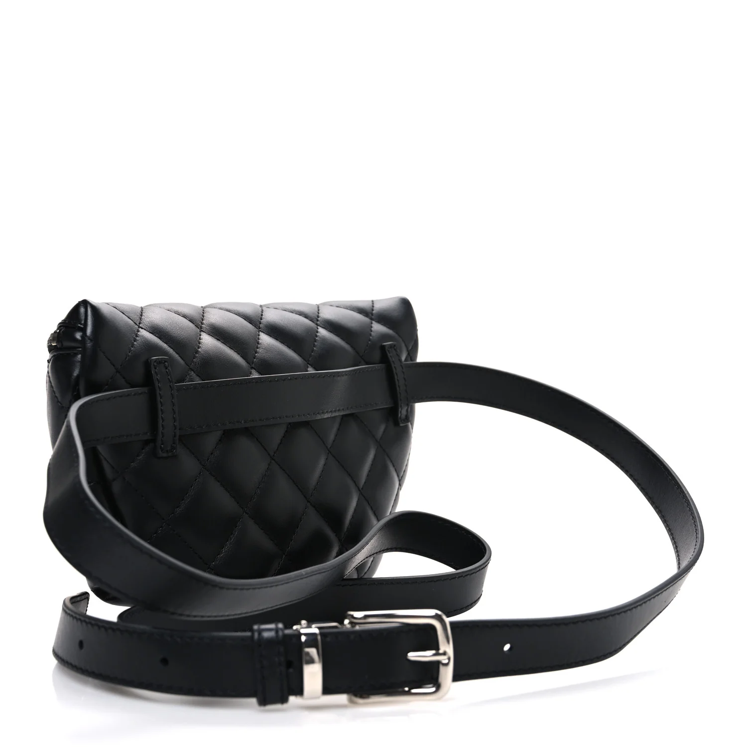 Lambskin Quilted Waist Belt Bag Black - Top Club