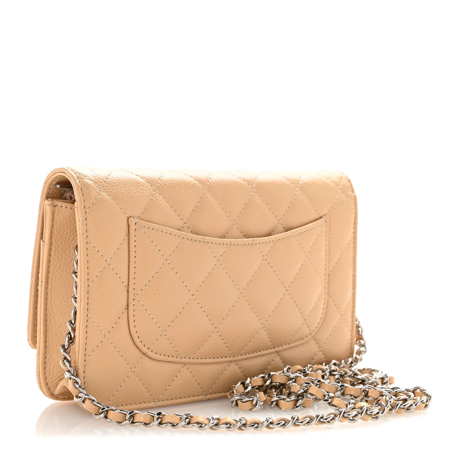 Caviar Quilted Wallet On Chain WOC Beige - Top Club