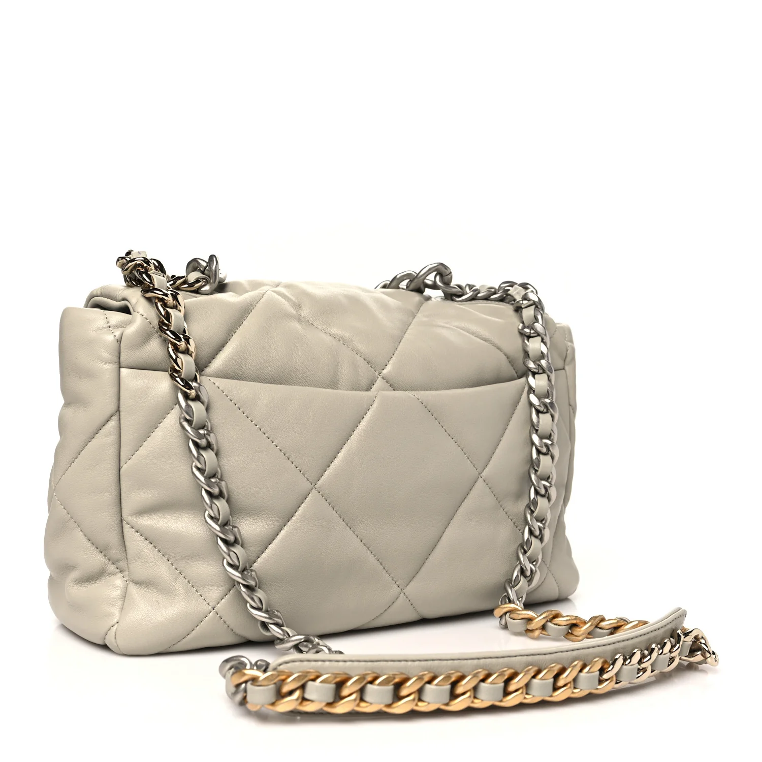 Lambskin Quilted Large Chanel 19 Flap Grey - Top Club