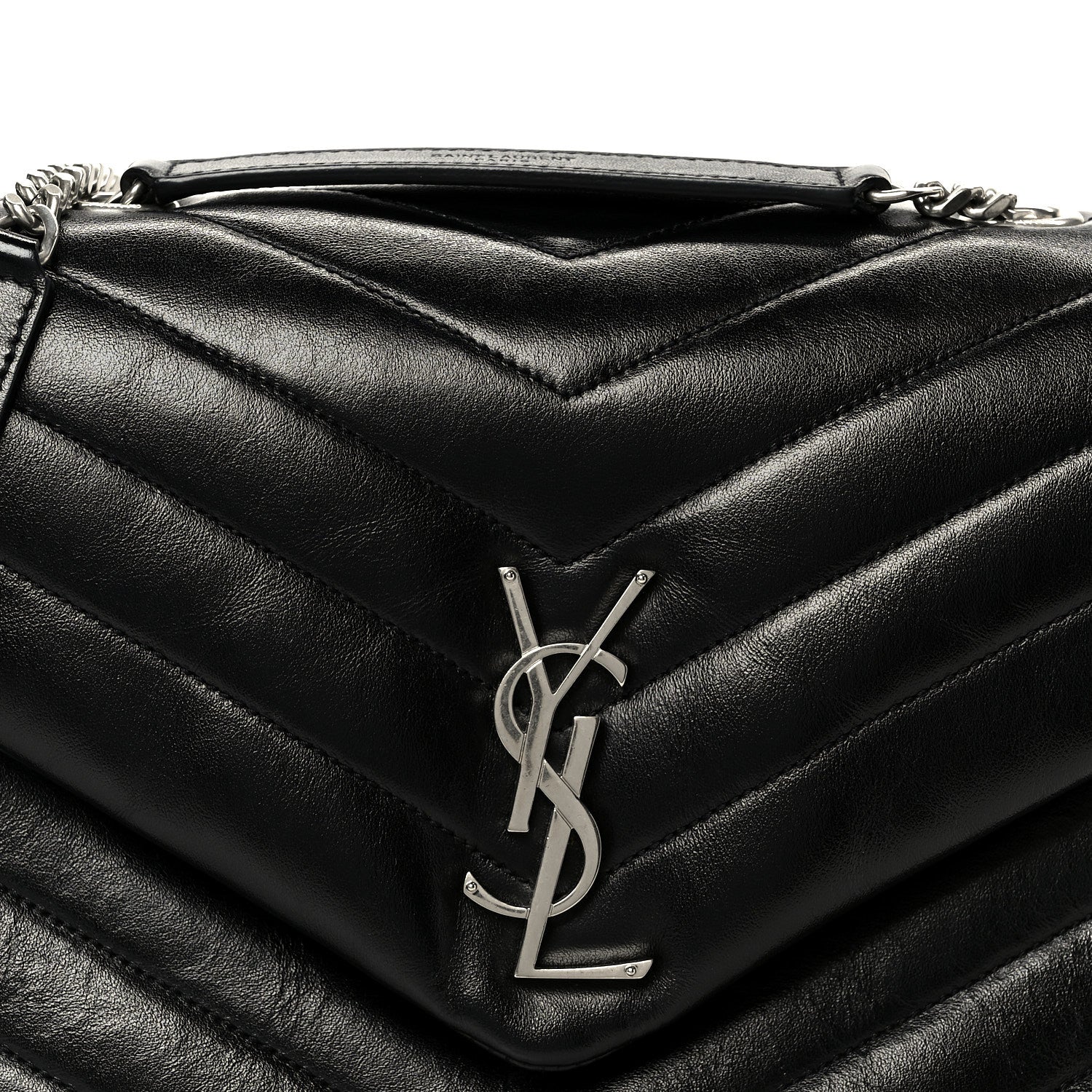 Calfskin Y Quilted Monogram Medium Loulou Chain Satchel Black - Top Club