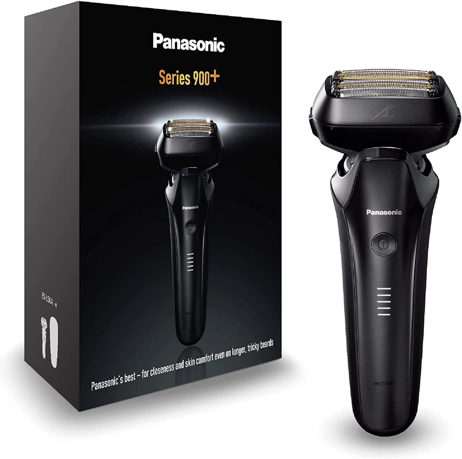 Panasonic Series 900+ ES-LS6A Rasoio Elettrico da Uomo a 6 Lame Wet & Dry, Rasoio Elettrico con Sensore Barba Sensibile, Sistema di Pulizia Automatica e Ricarica