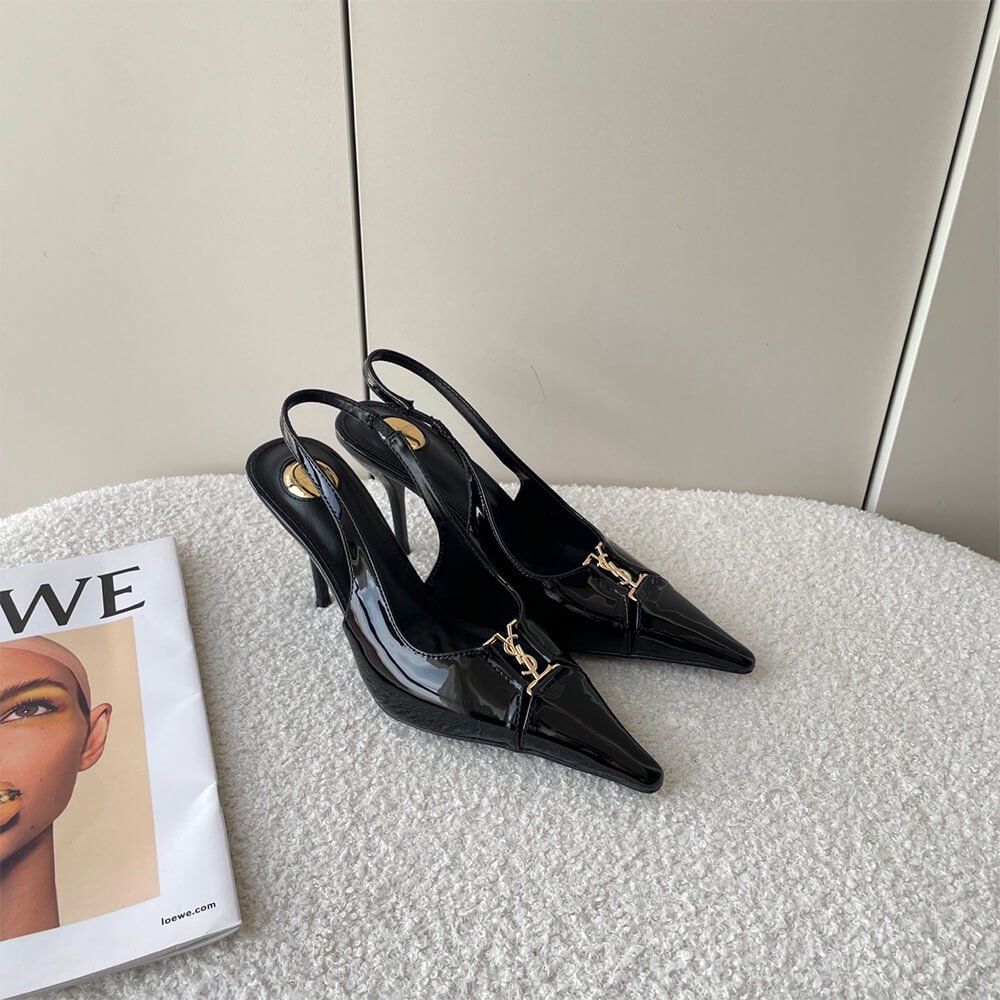 YSL Babylone Breteuil Slingback Pumps in Patent Leather - Top Club