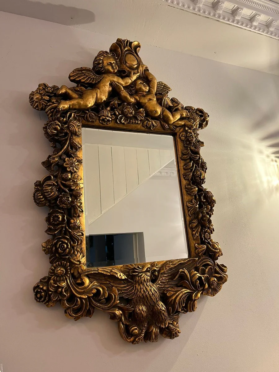 Baroque mirror gold - Baroque style wall mirror with elegant decorations - Baroque furniture - noble and magnificent