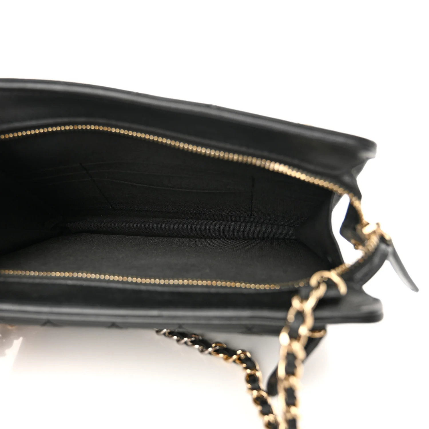 Lambskin Quilted Square Front Pocket Clutch With Chain Black - Top Club