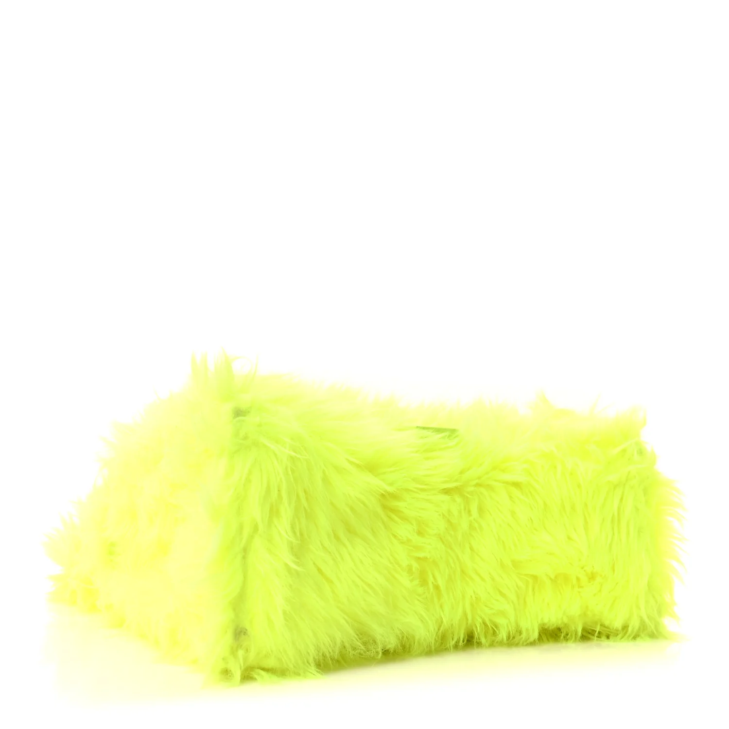 Faux Fur Medium Fluffy Hourglass Top Handle Bag Fluo Yellow - Top Club