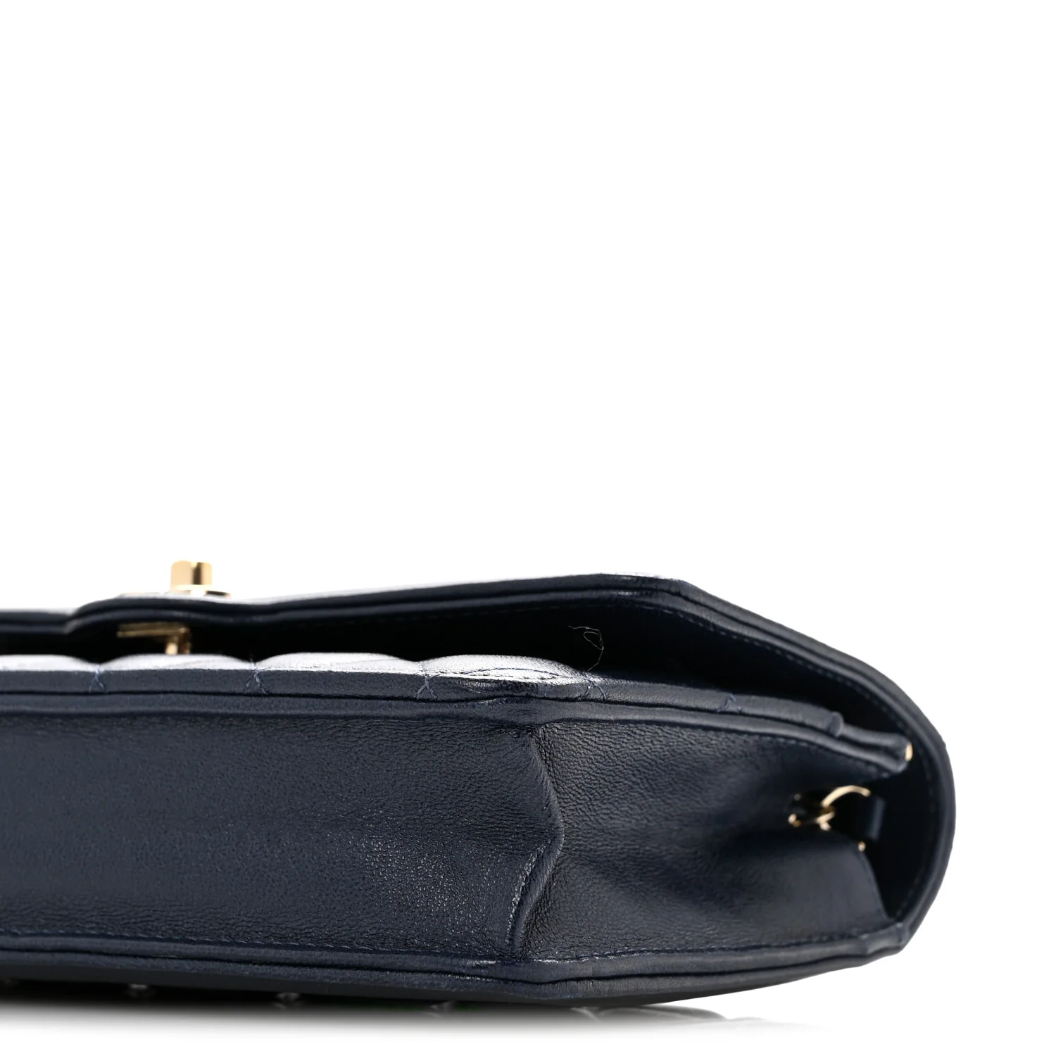 Lambskin Quilted Hold The Line Wallet On Chain WOC Dark Blue - Top Club
