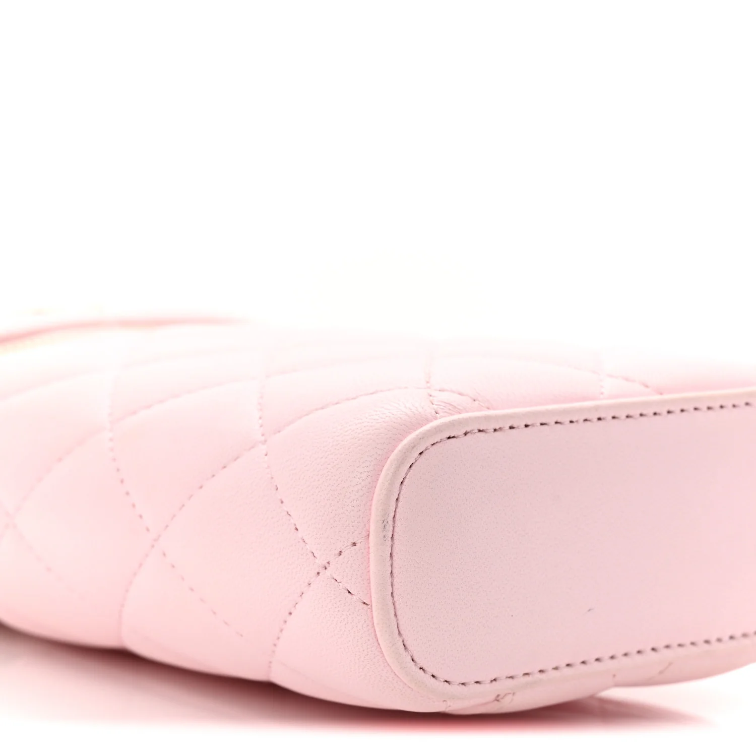 Lambskin Quilted Vertical Vanity Case With Chain Light Pink - Top Club