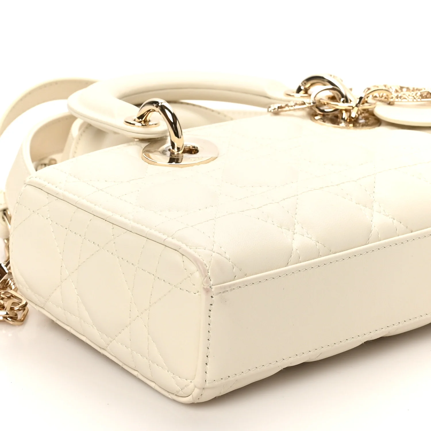 Lambskin Cannage Small Lady D-Joy Latte - Top Club