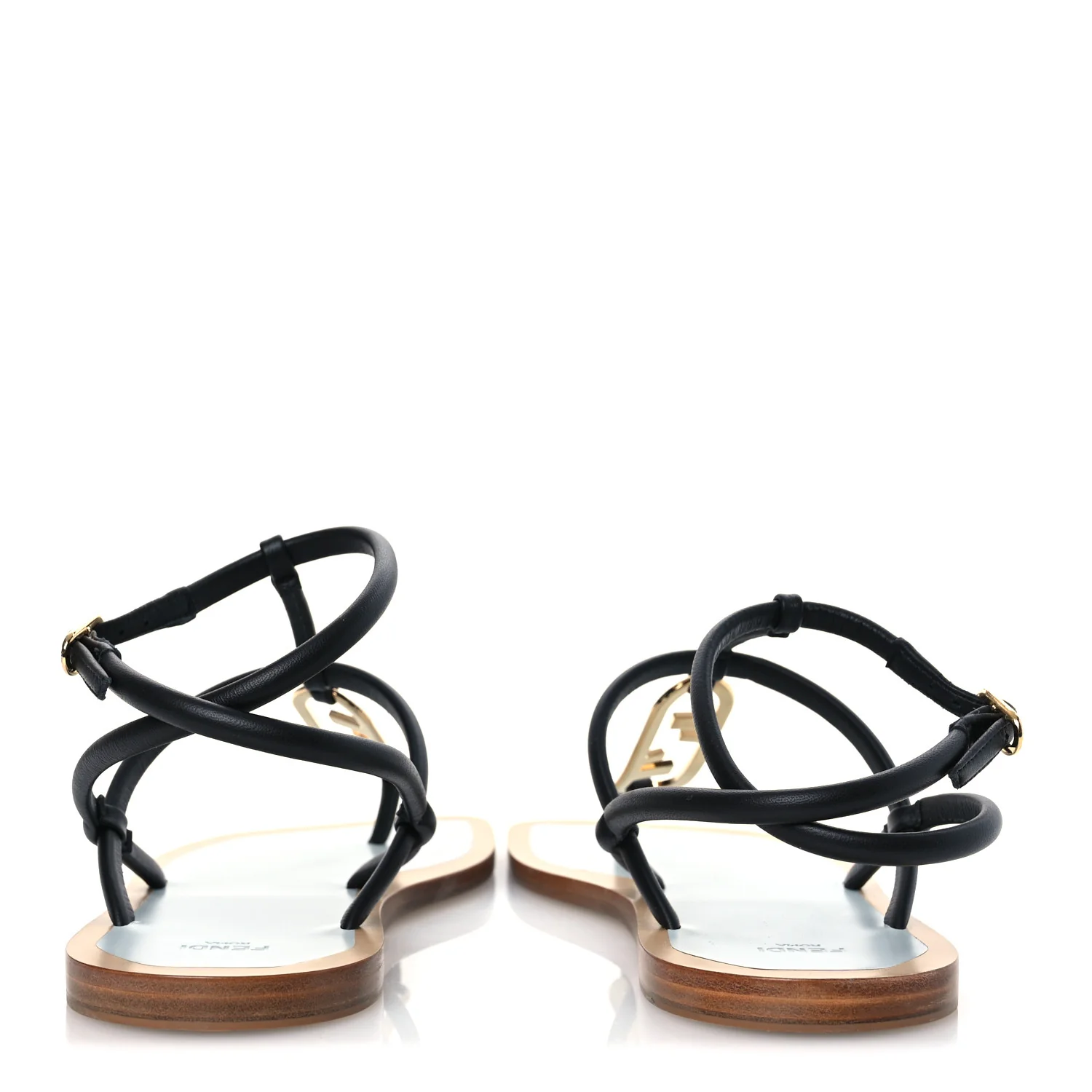 Nappa O'Lock Flat Thong Sandals 37 Black - Top Club