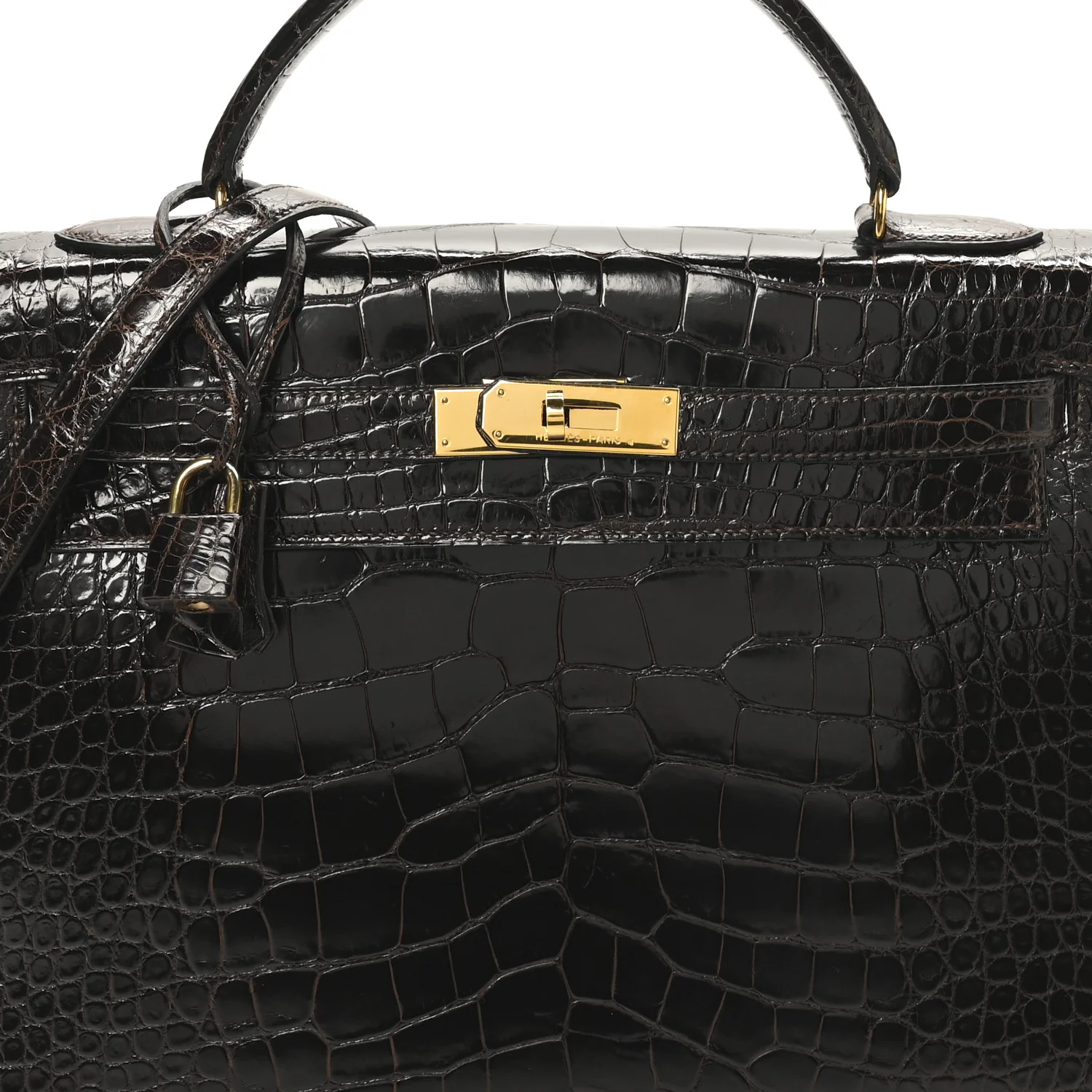 Shiny Alligator Kelly Sellier 32 Havane - Top Club
