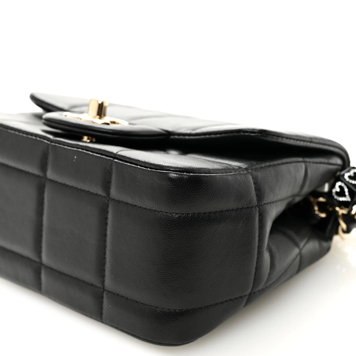 Lambskin Resin Crystal Square Quilted Mini Monacoco Flap Black - Top Club